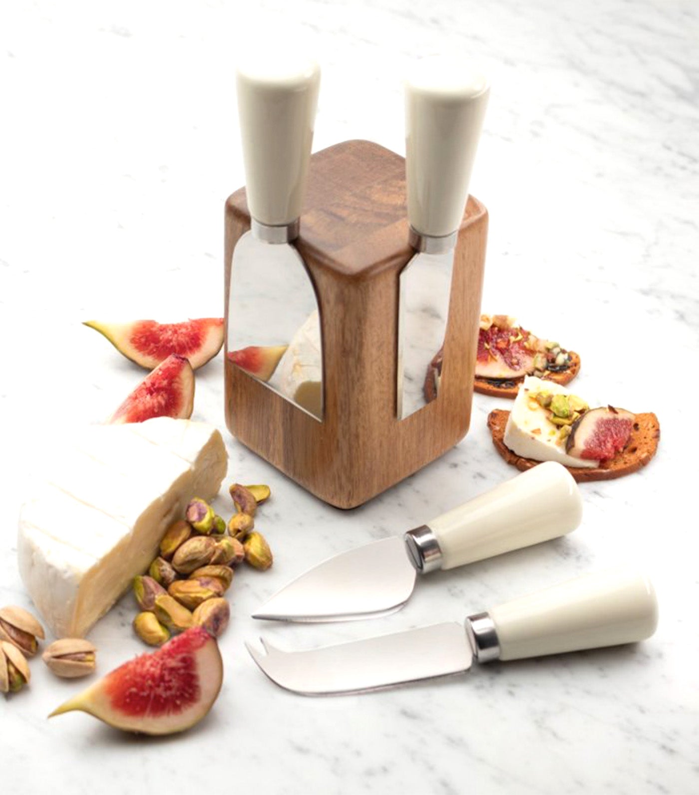 Four Piece Cheese Knife Block Set Cream