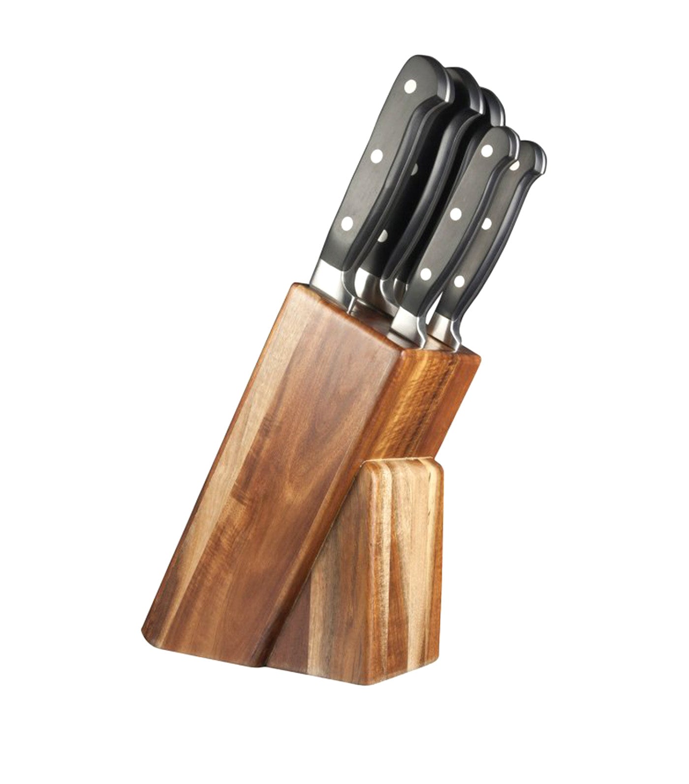 5 Piece Kitchen Knife & Acacia Wood Knife Block Set