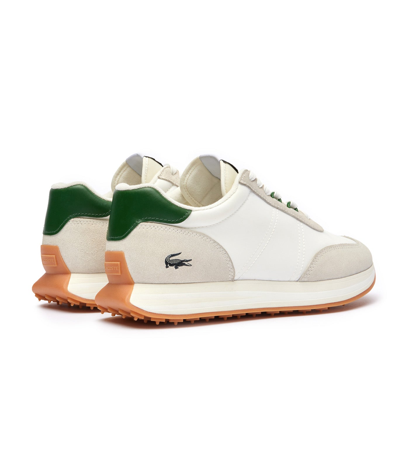 Men's L-Spin Contrasted Accent Trainers White/Dark Green