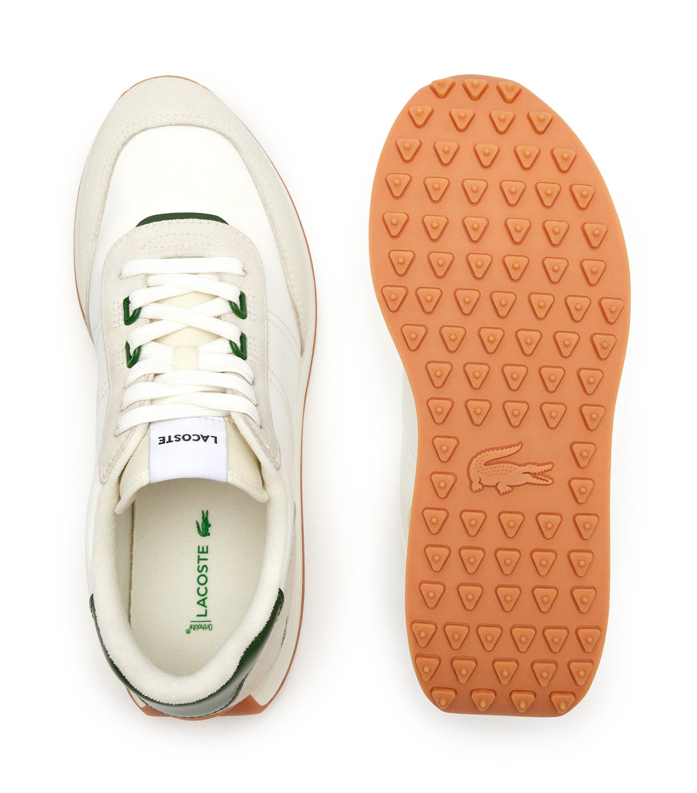 Men's L-Spin Contrasted Accent Trainers White/Dark Green