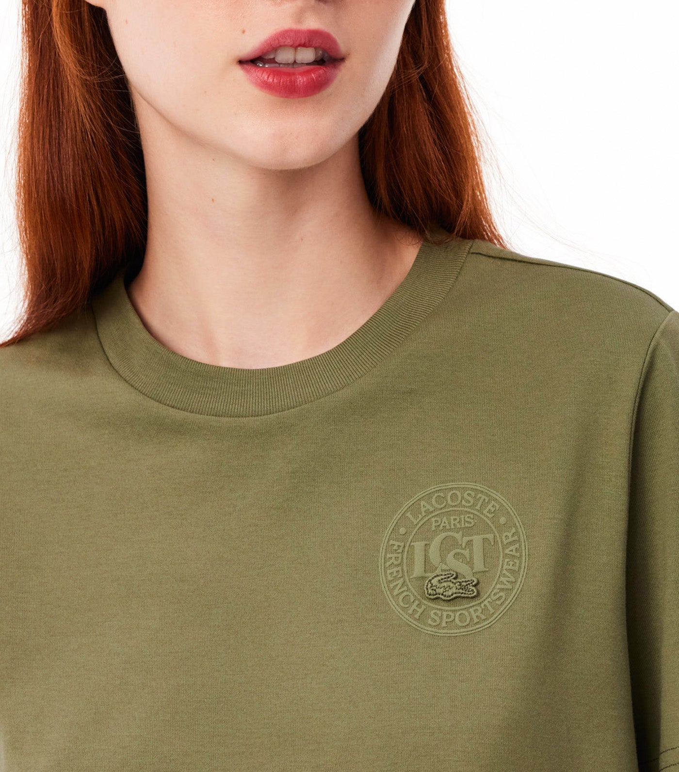 Branded Cotton Jersey T-Shirt Khaki