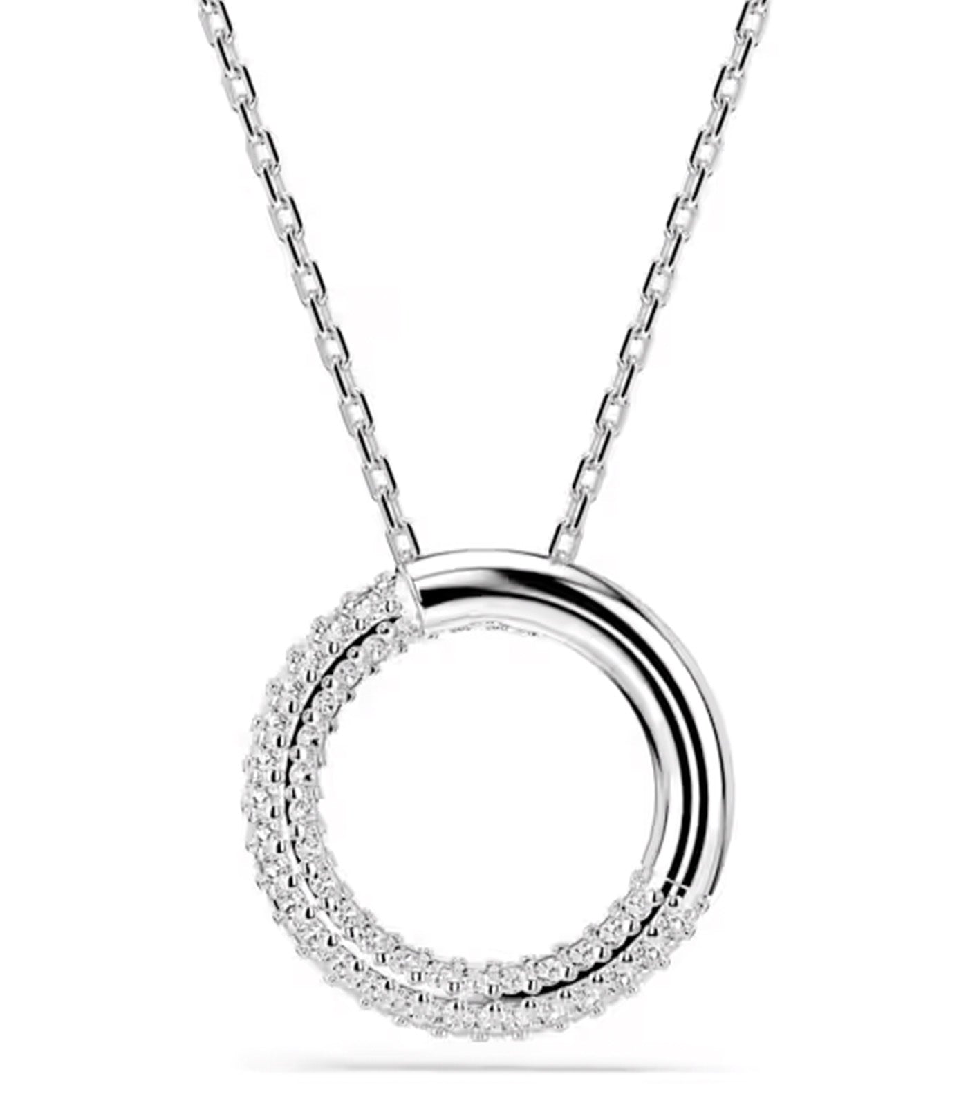Dextera Pendant Pavé, White, Rhodium Plated