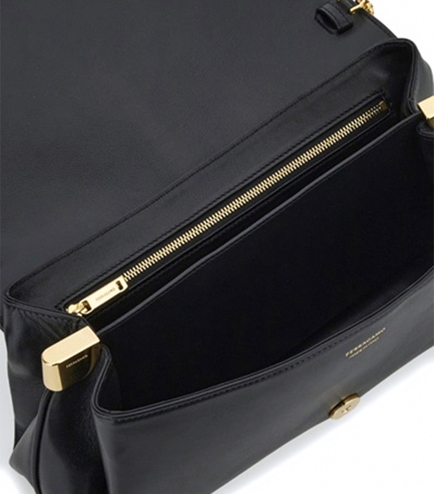 Front Flap Crossbody Bag (M) Calfskin Black