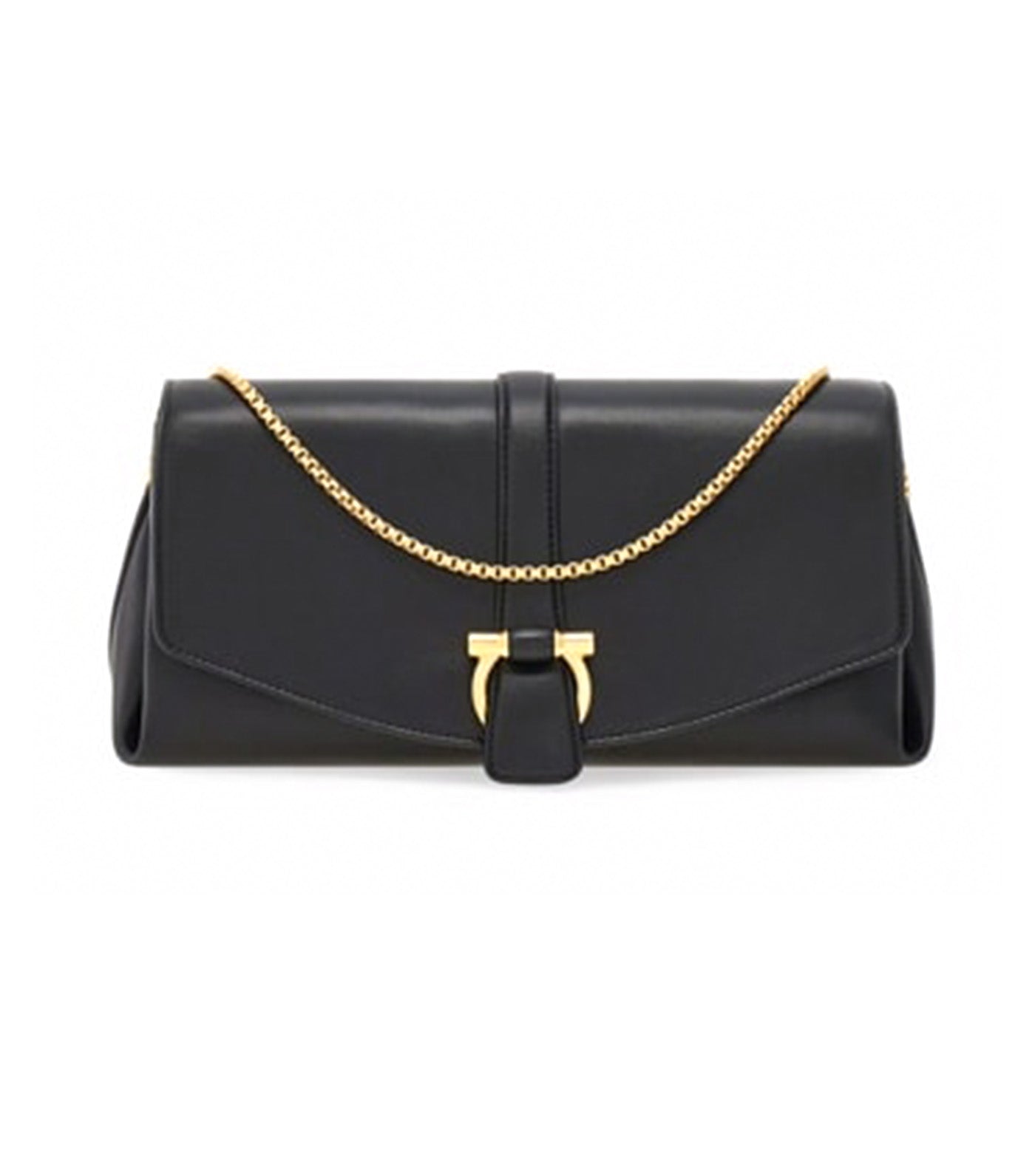 Front Flap Crossbody Bag (M) Calfskin Black