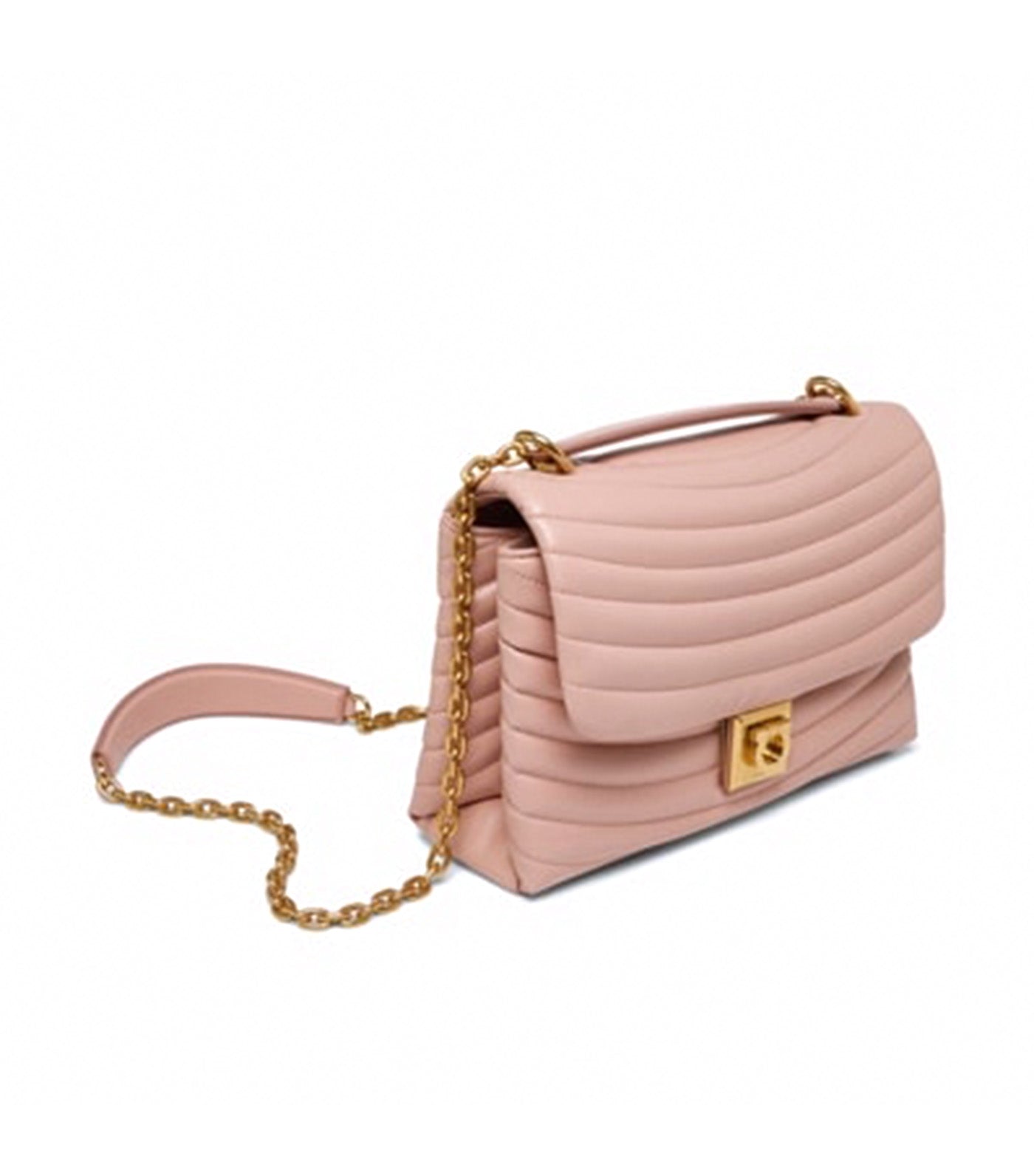 Quilted Shoulder Bag (M) Calfskin Pink