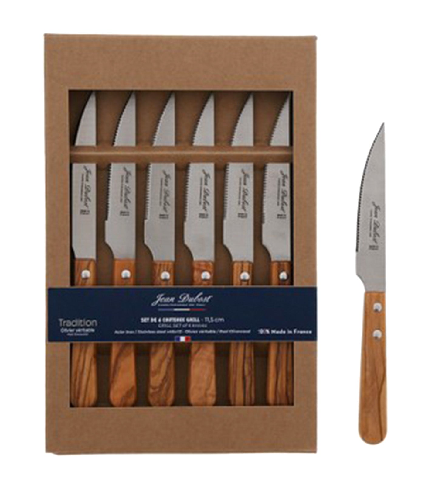 6 Grill Knives  -  Olive Wood Brown