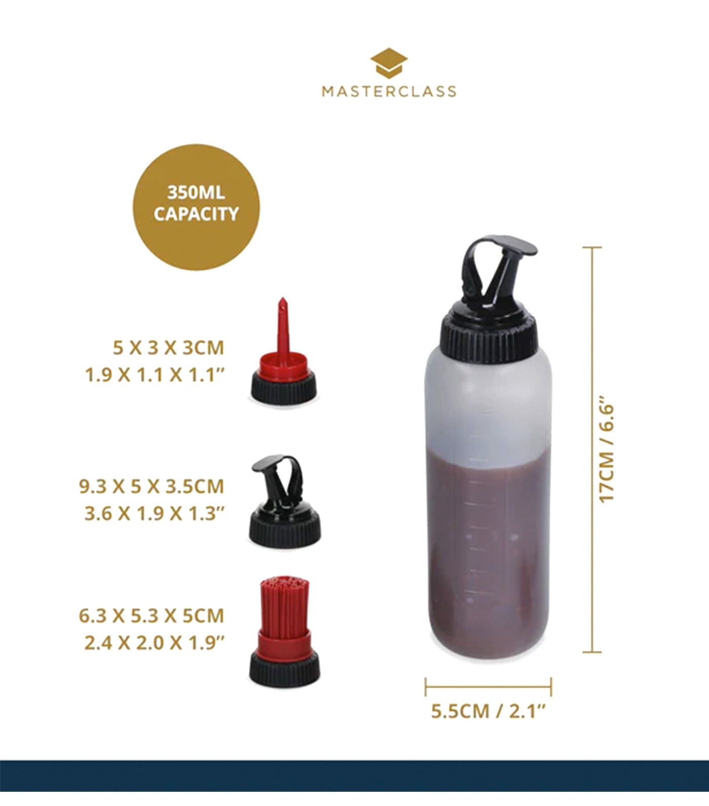 MasterClass Barbecue Bottle Set with 3 Heads Clear