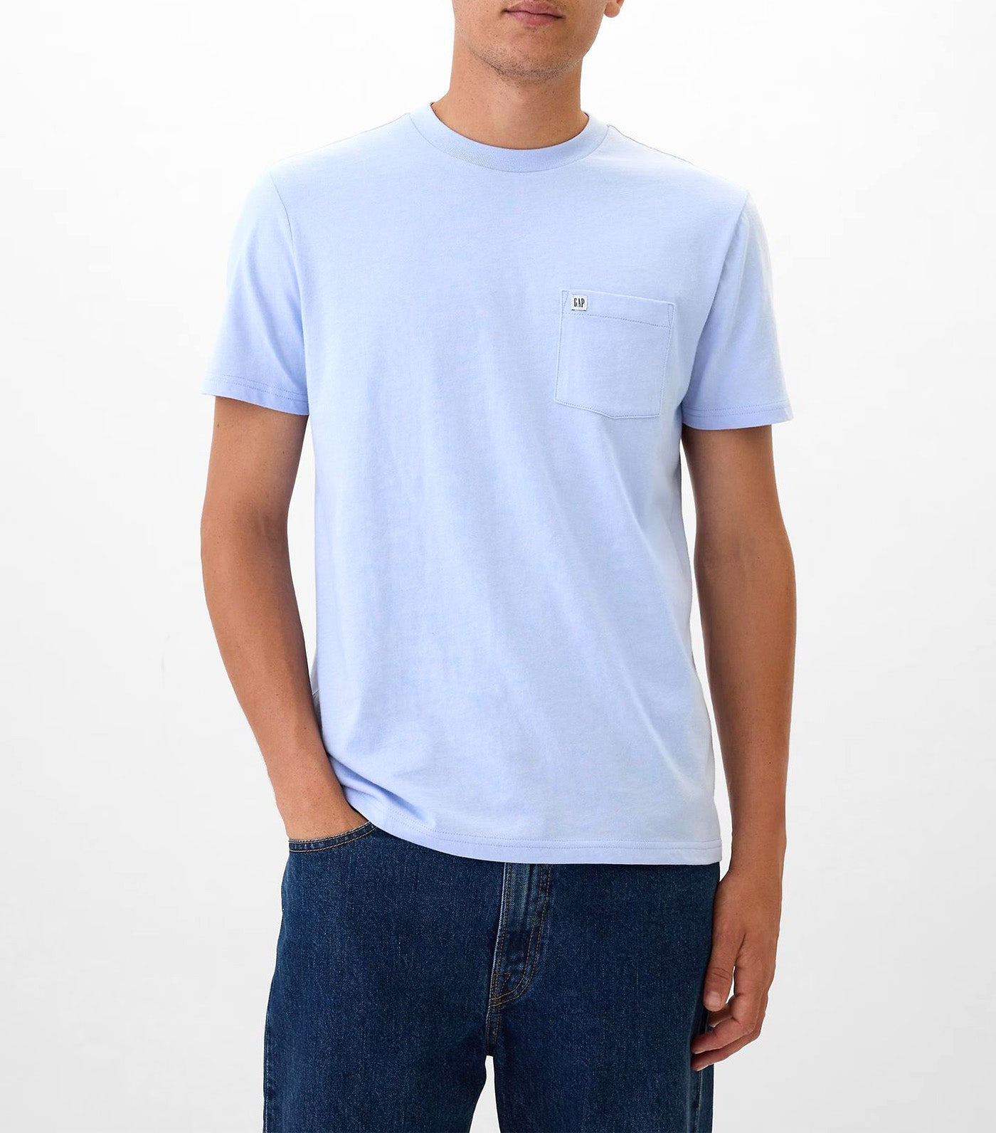 Organic Cotton Pocket T-Shirt Blue Crystal