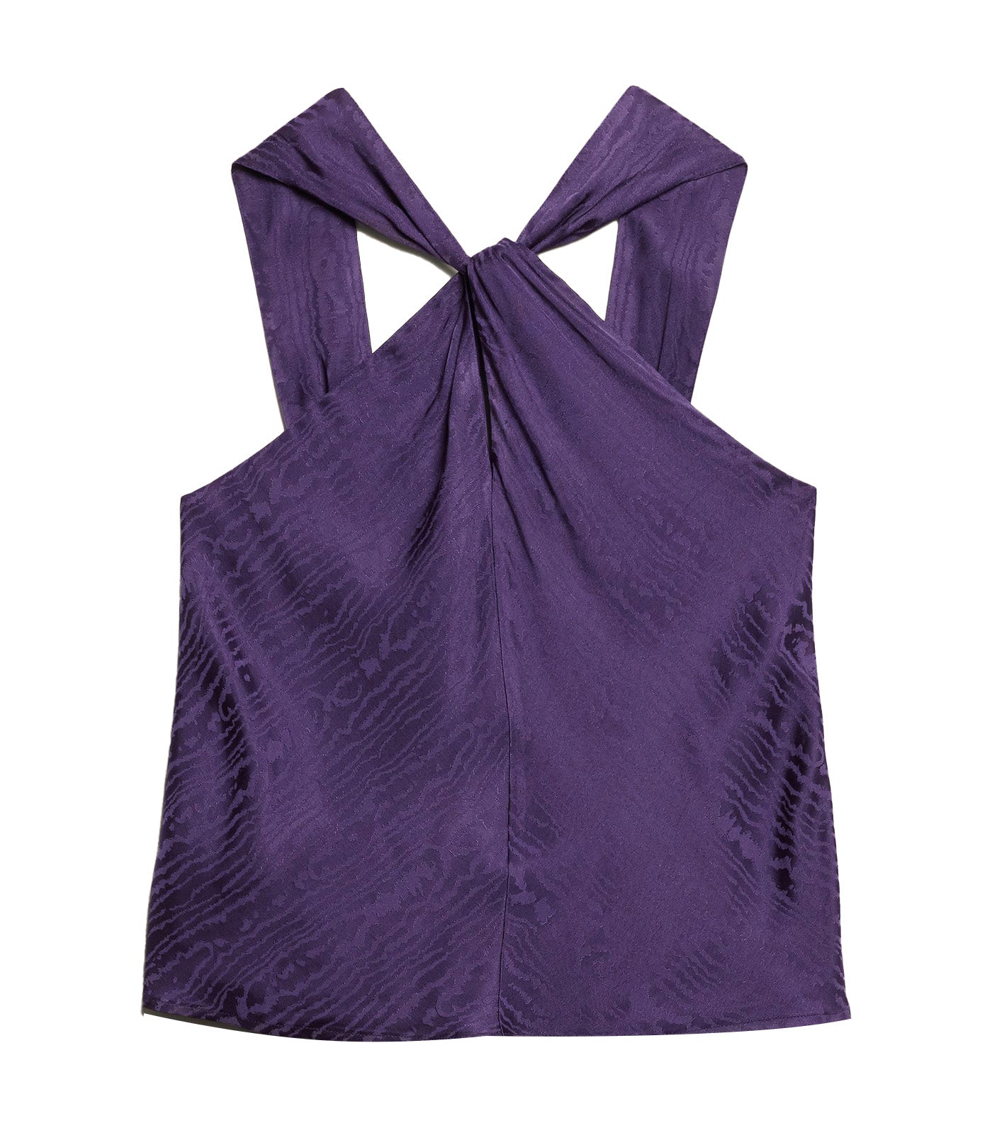 Silky Twist-Front Halter Blouse Purple