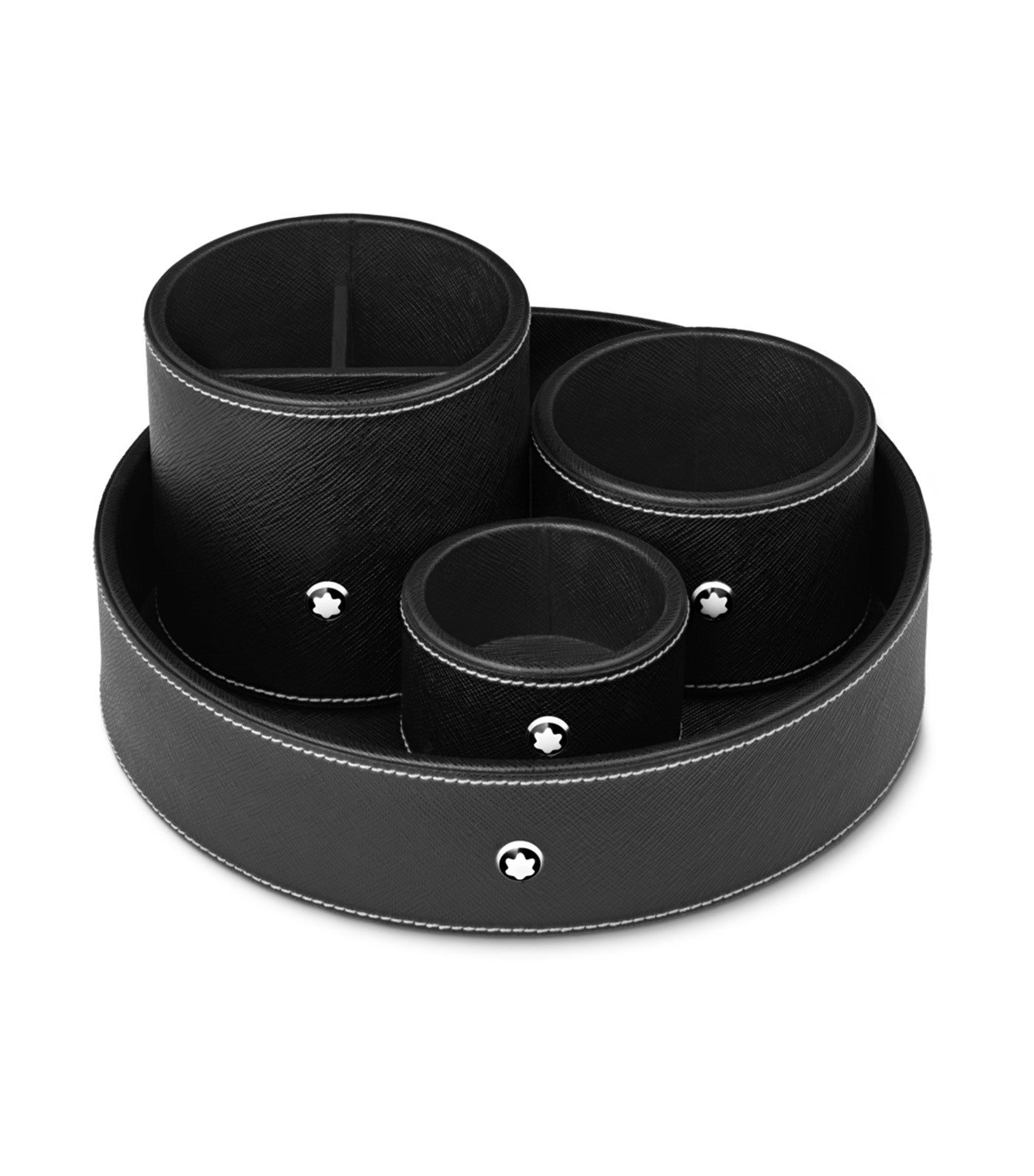 Round Pen Holder in Black Leather