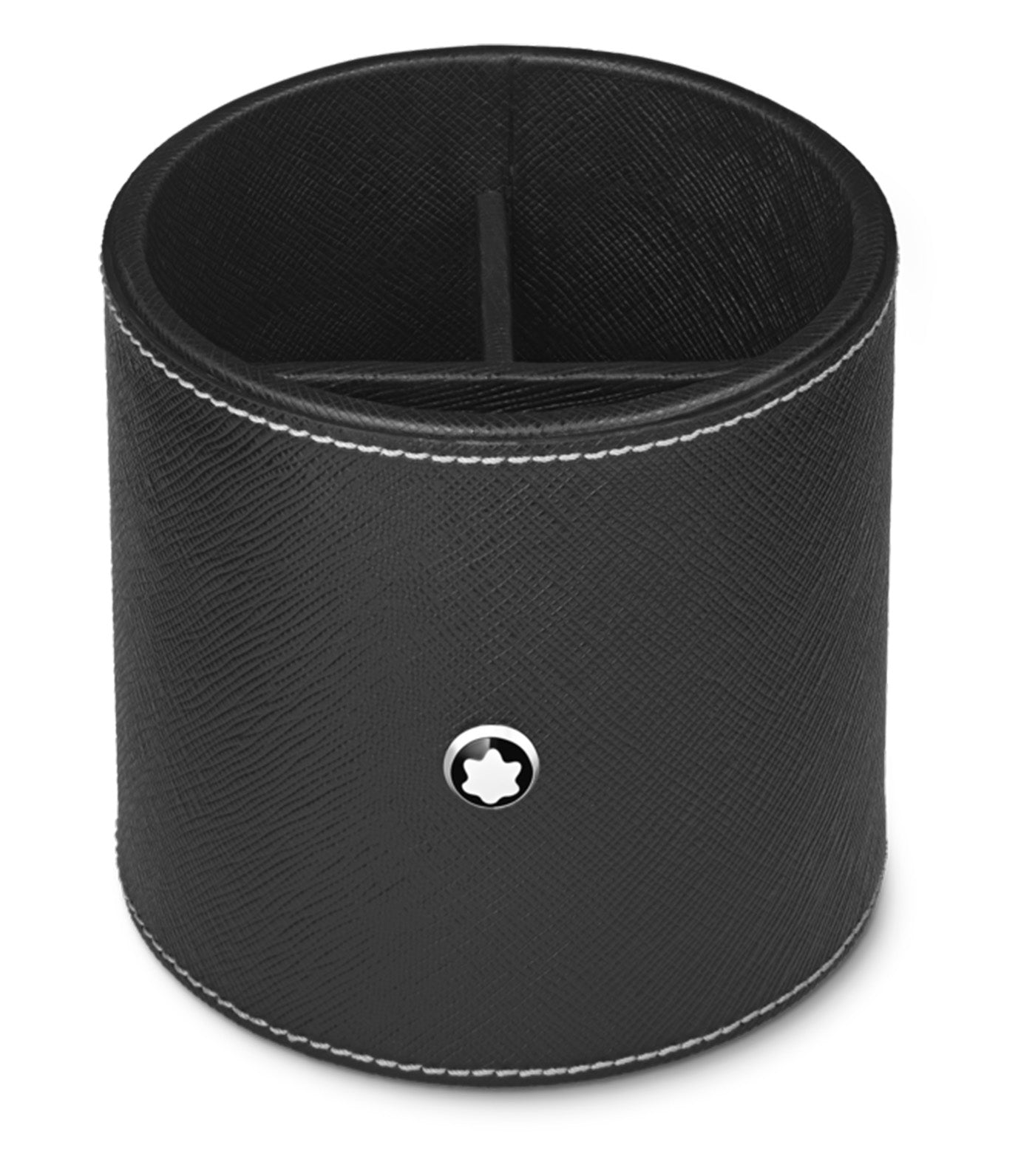 Round Pen Holder in Black Leather