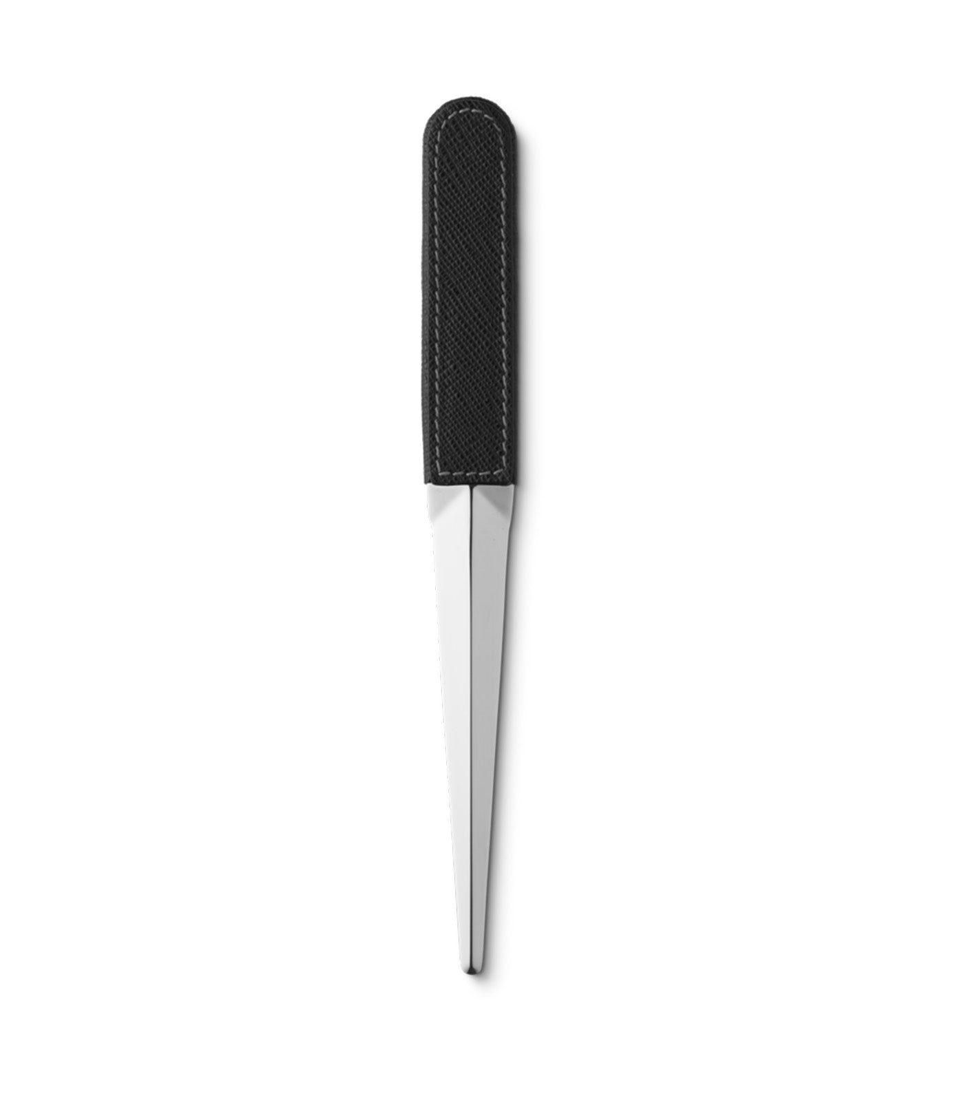 Letter Opener in Steel and Leather Black