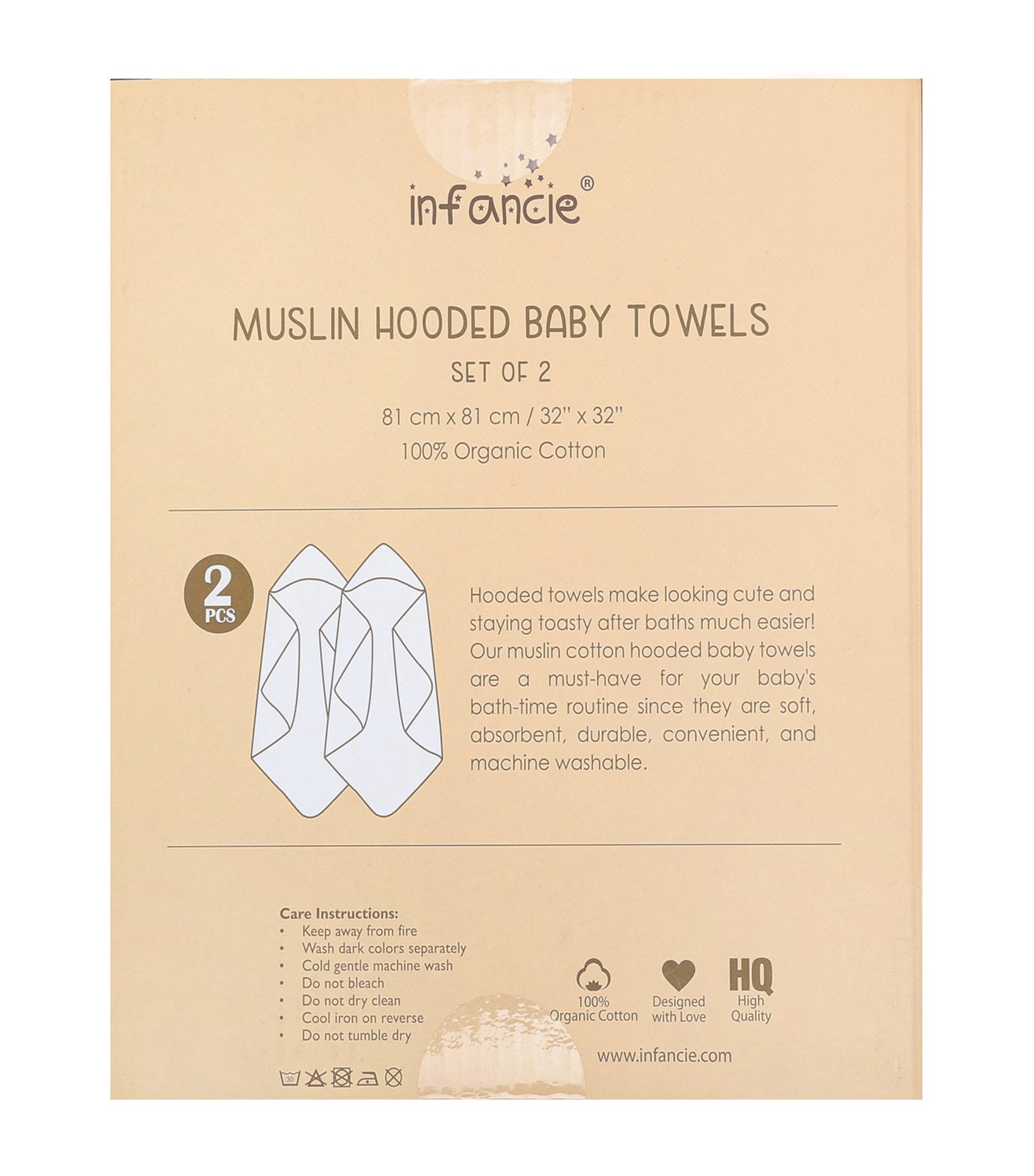 2pcs Muslin Hooded Baby Towels