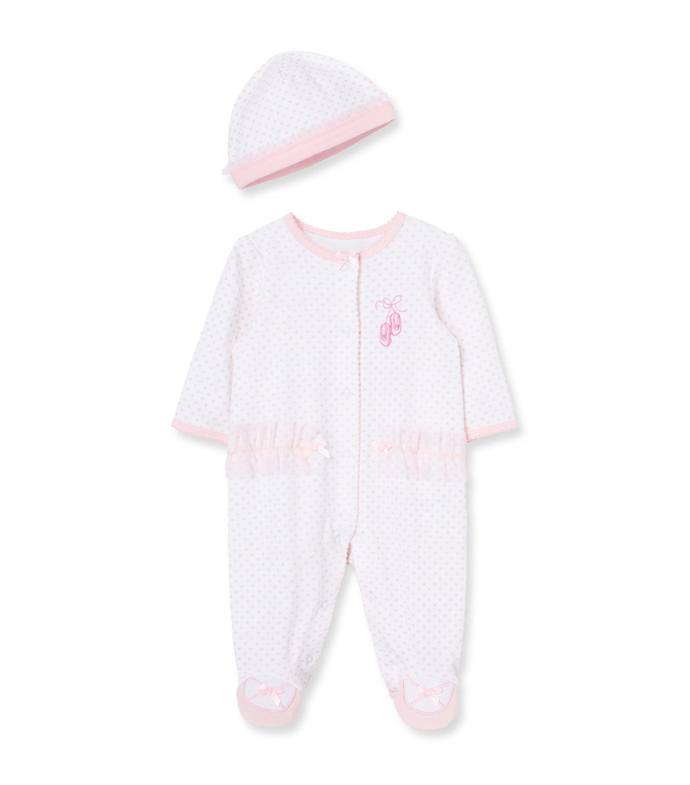 Prima Ballerina Footie & Hat White/Pink