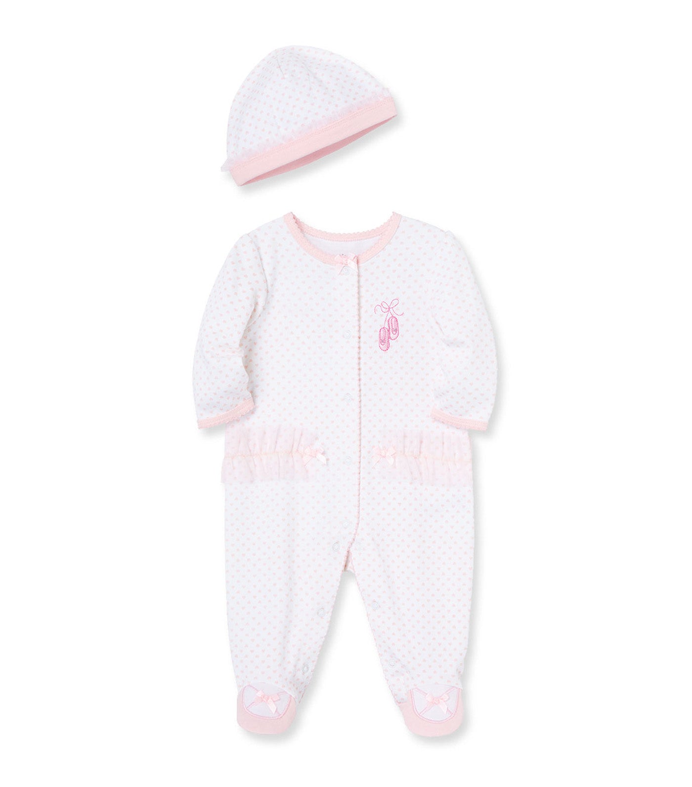 Prima Ballerina Footie & Hat White/Pink