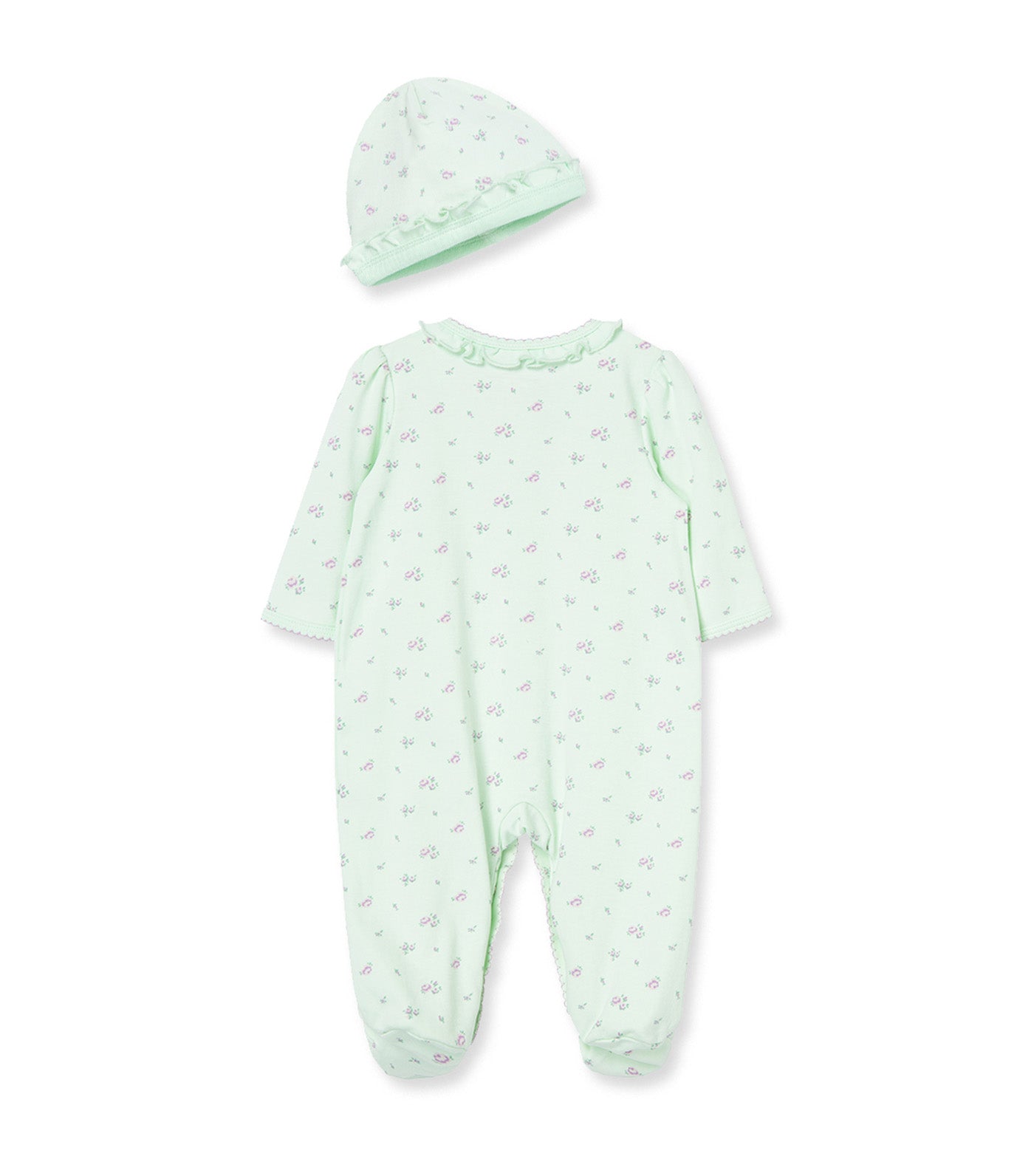 Petite Rose Footie & Hat Light Green