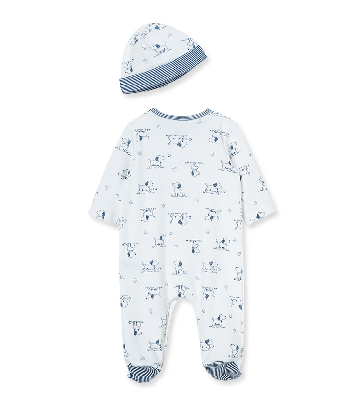 Puppy Toile Footie-Hat White Print