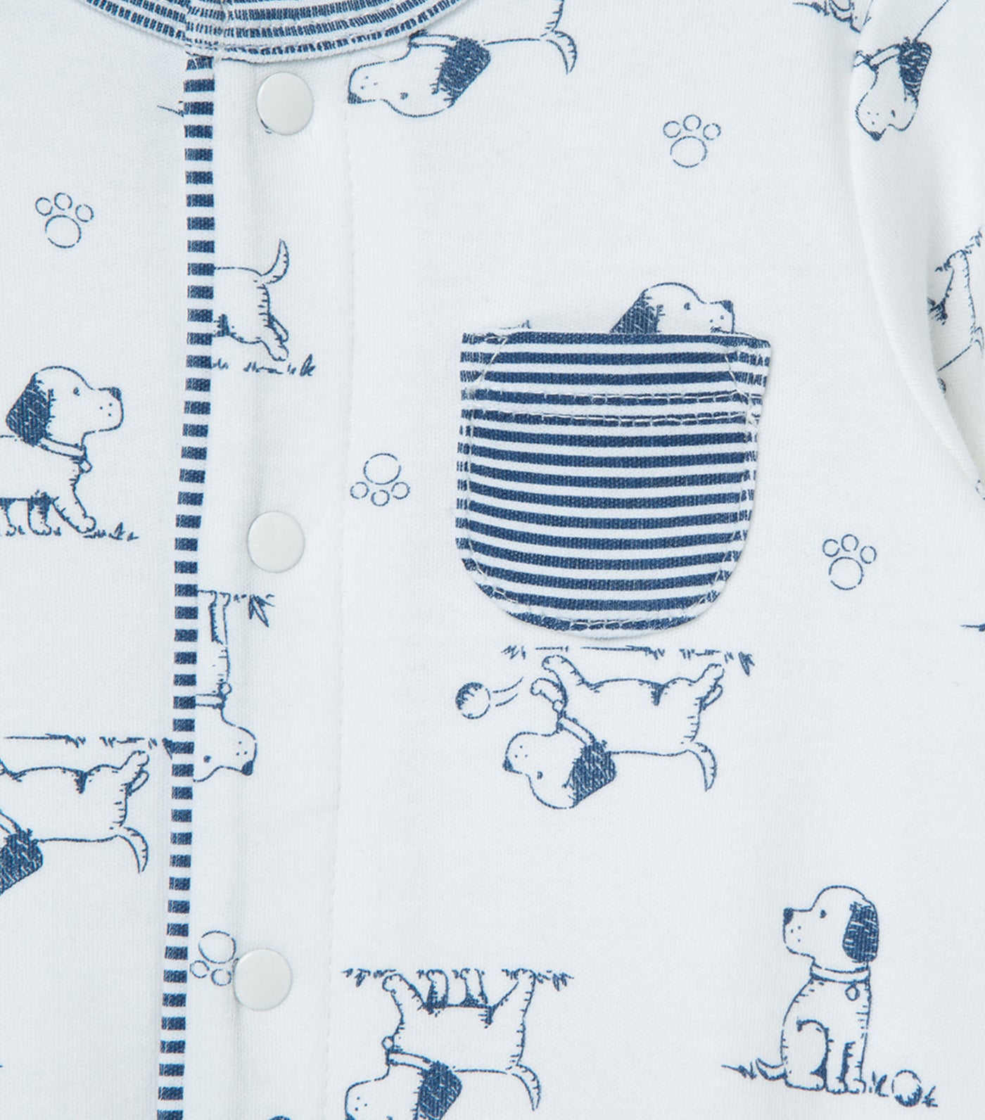 Puppy Toile Footie-Hat White Print