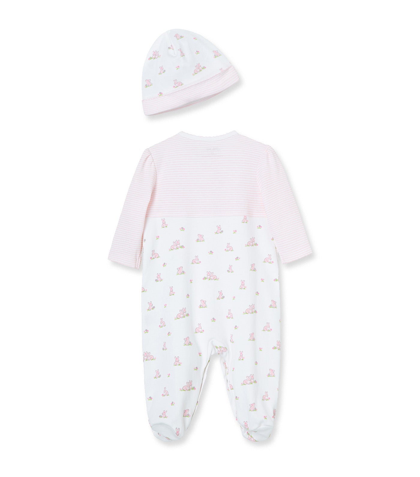 Baby Bunnies Footie & Hat White Print