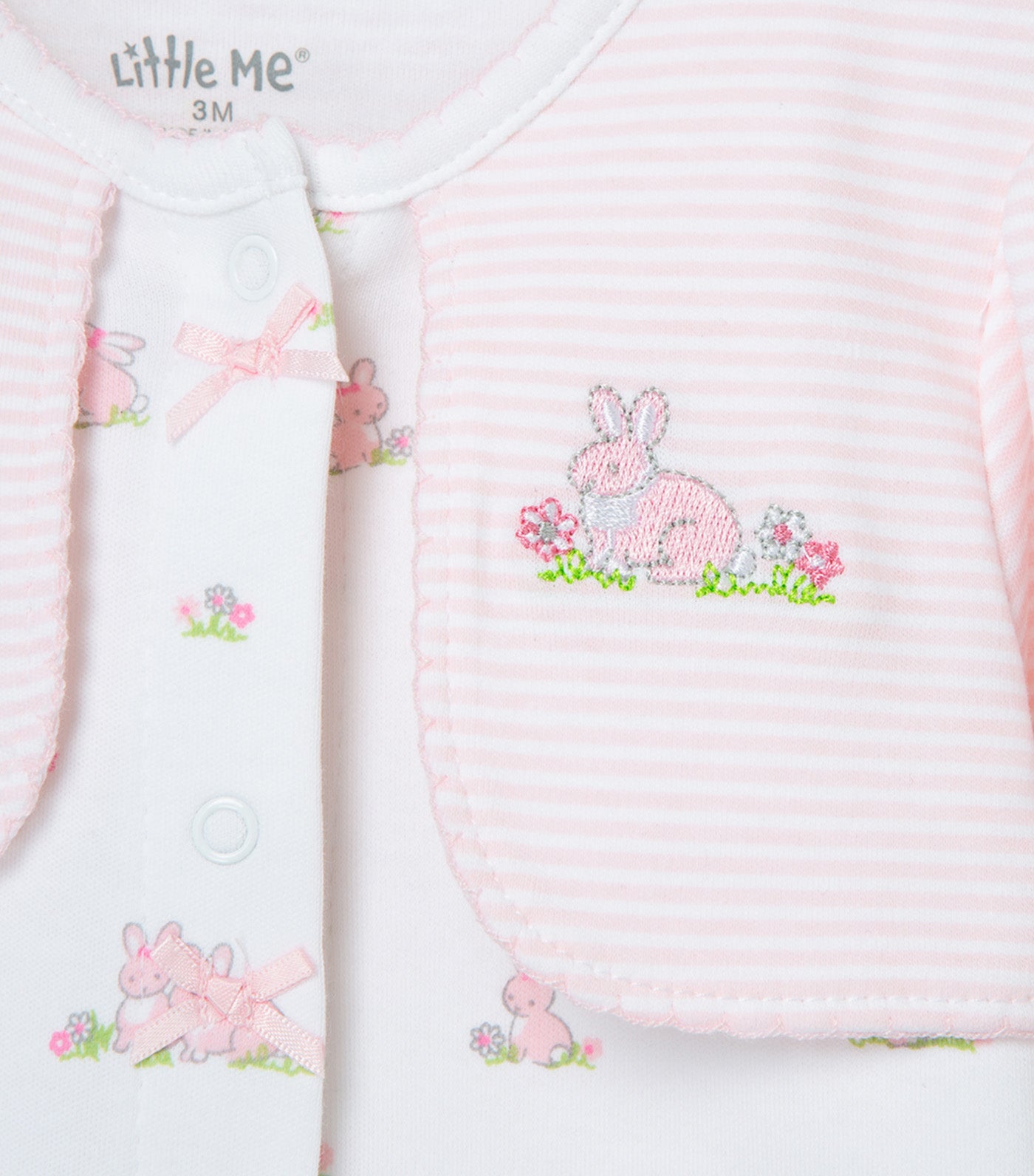 Baby Bunnies Footie & Hat White Print