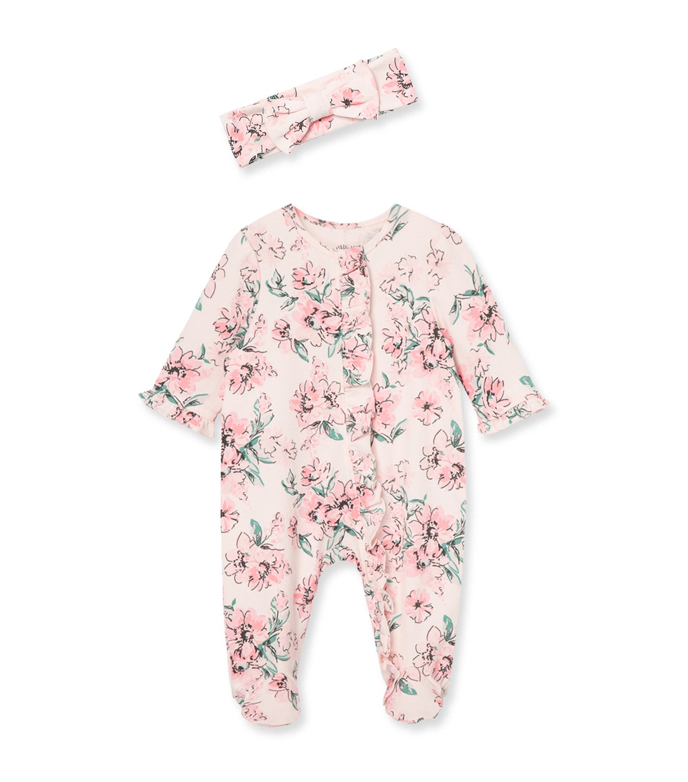 Dream Floral Footie Pink