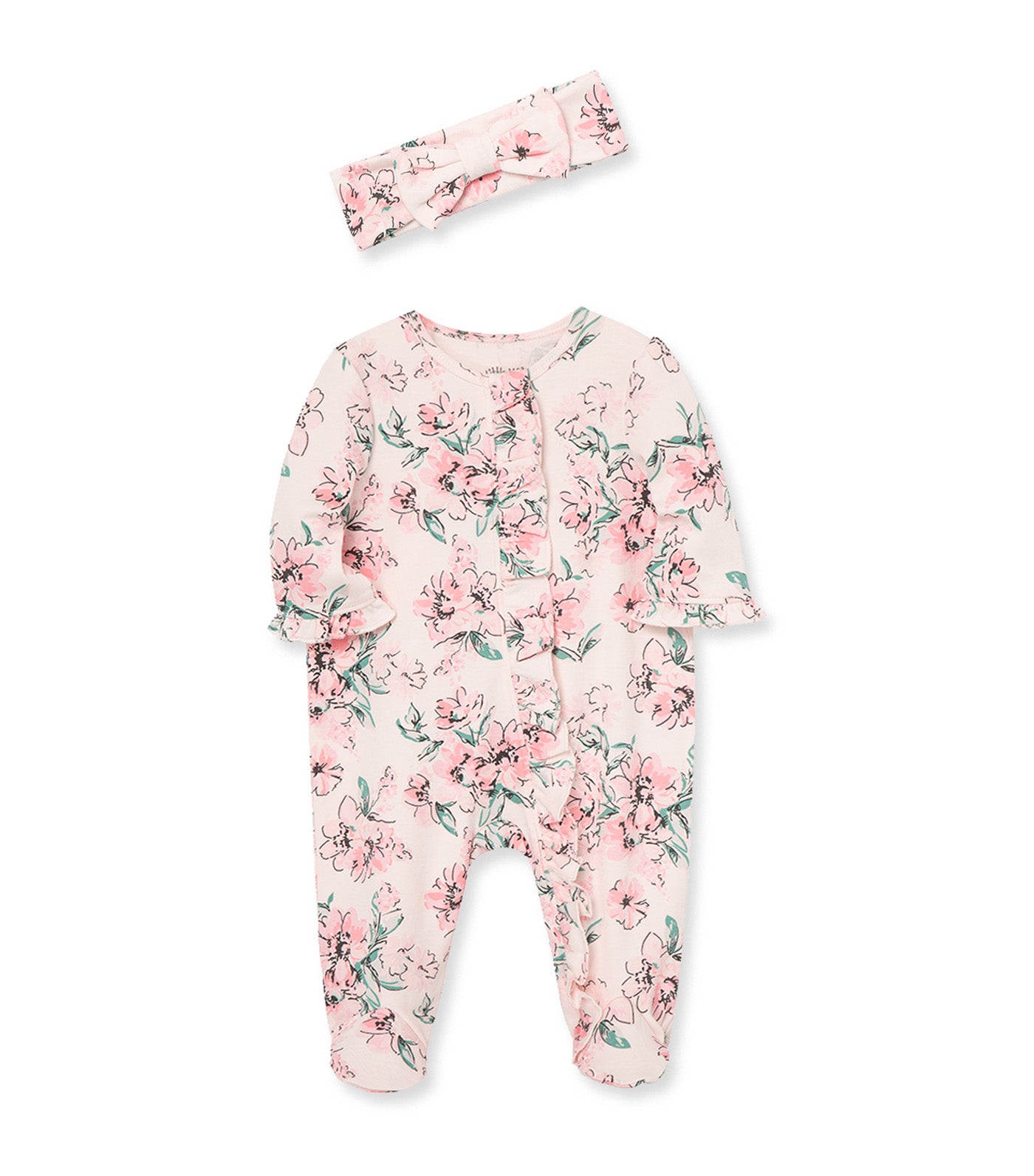 Dream Floral Footie Pink