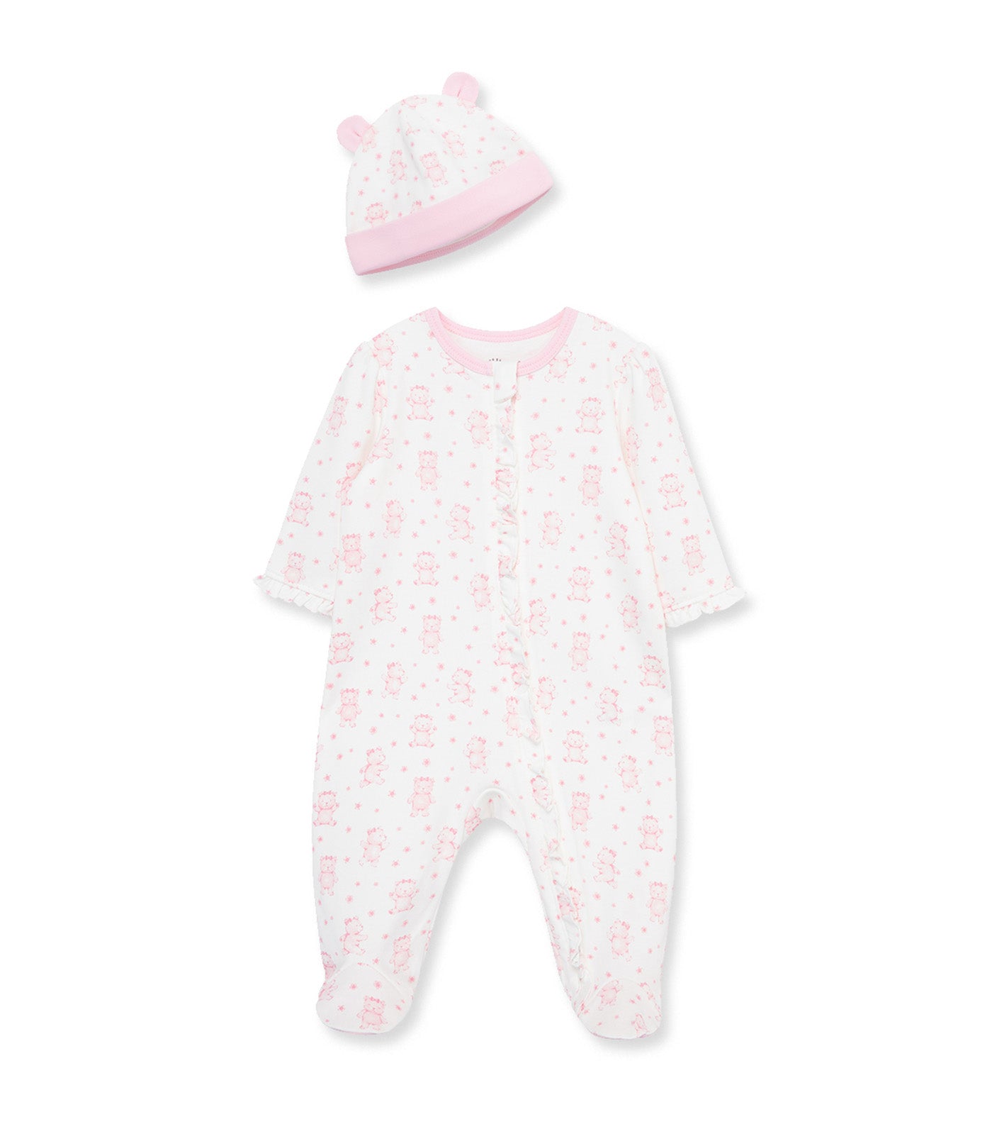 Joyful Bear Footie-Hat Pink