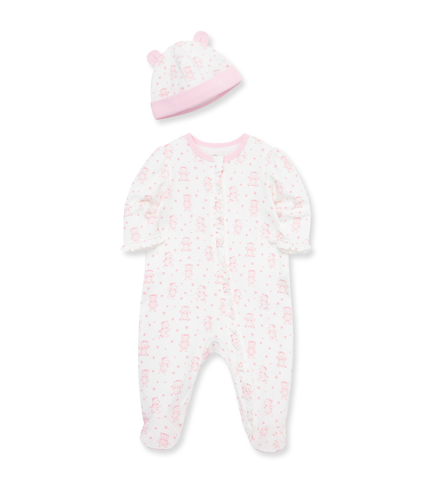 Joyful Bear Footie-Hat Pink