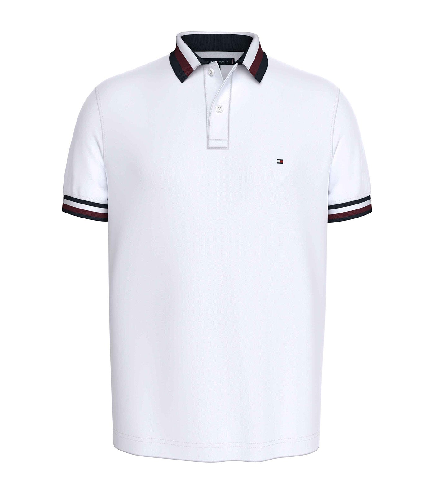 Men's Two Tone Shadow Collar Regular Polo White