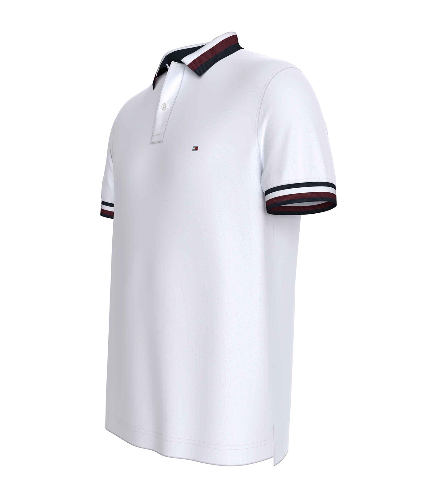 Men's Two Tone Shadow Collar Regular Polo White