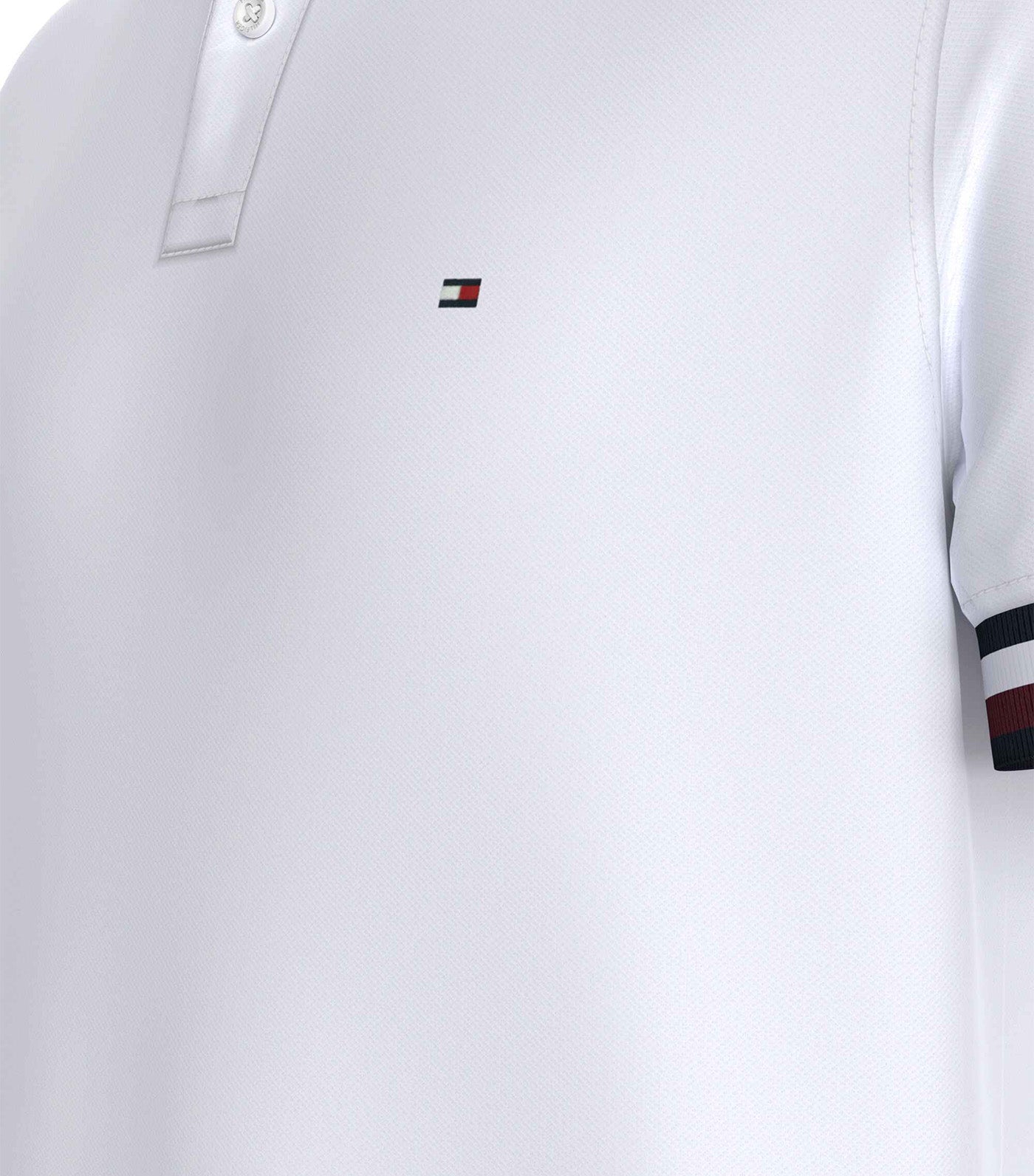 Men's Two Tone Shadow Collar Regular Polo White