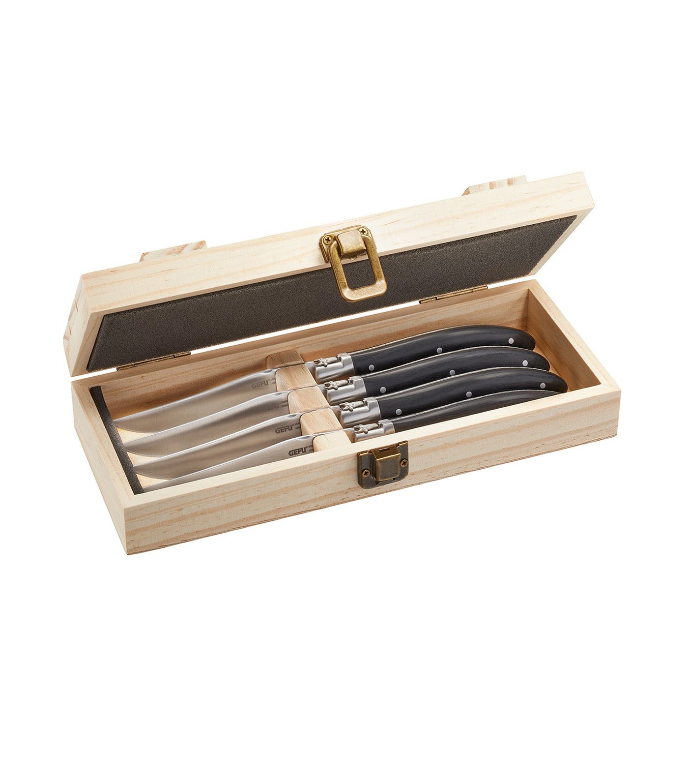 Steak Knife Set Basco 4 Pieces in an Elegant Pine Box