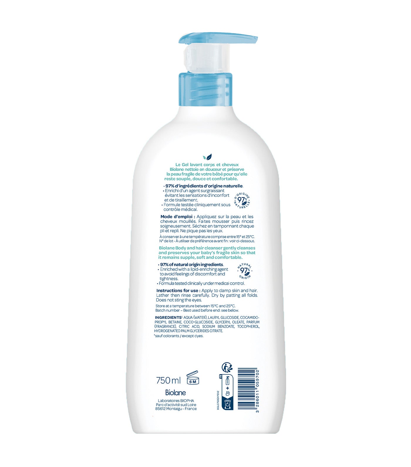 Gel Body and Hair Cleanser 750ml