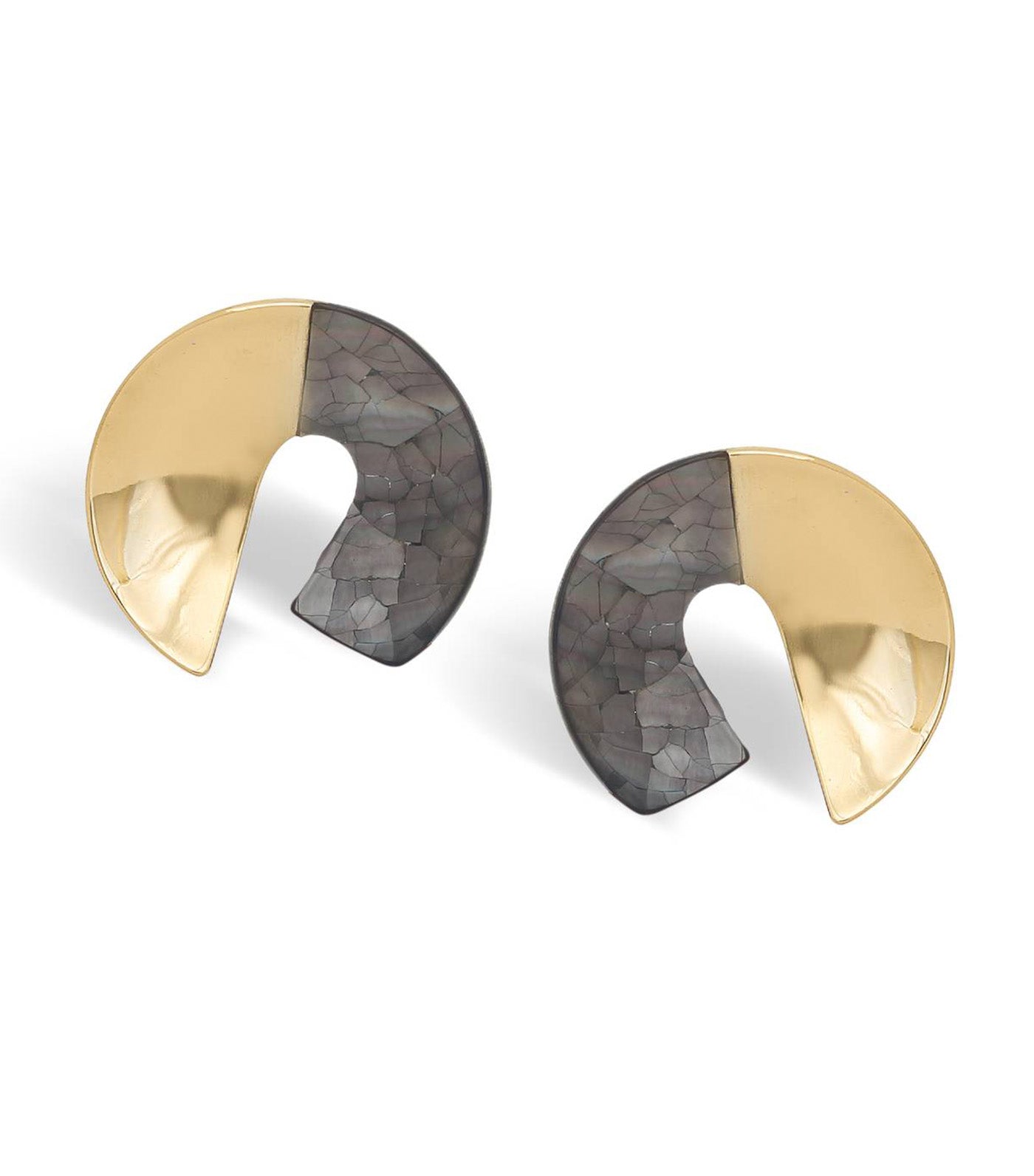 Babba Black Lip Earrings Gold