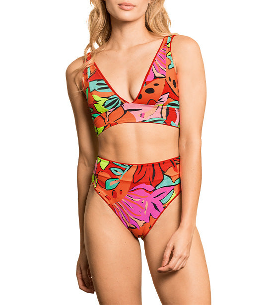 Maaji Crimson Paradise Long Line Triangle Bikini Top