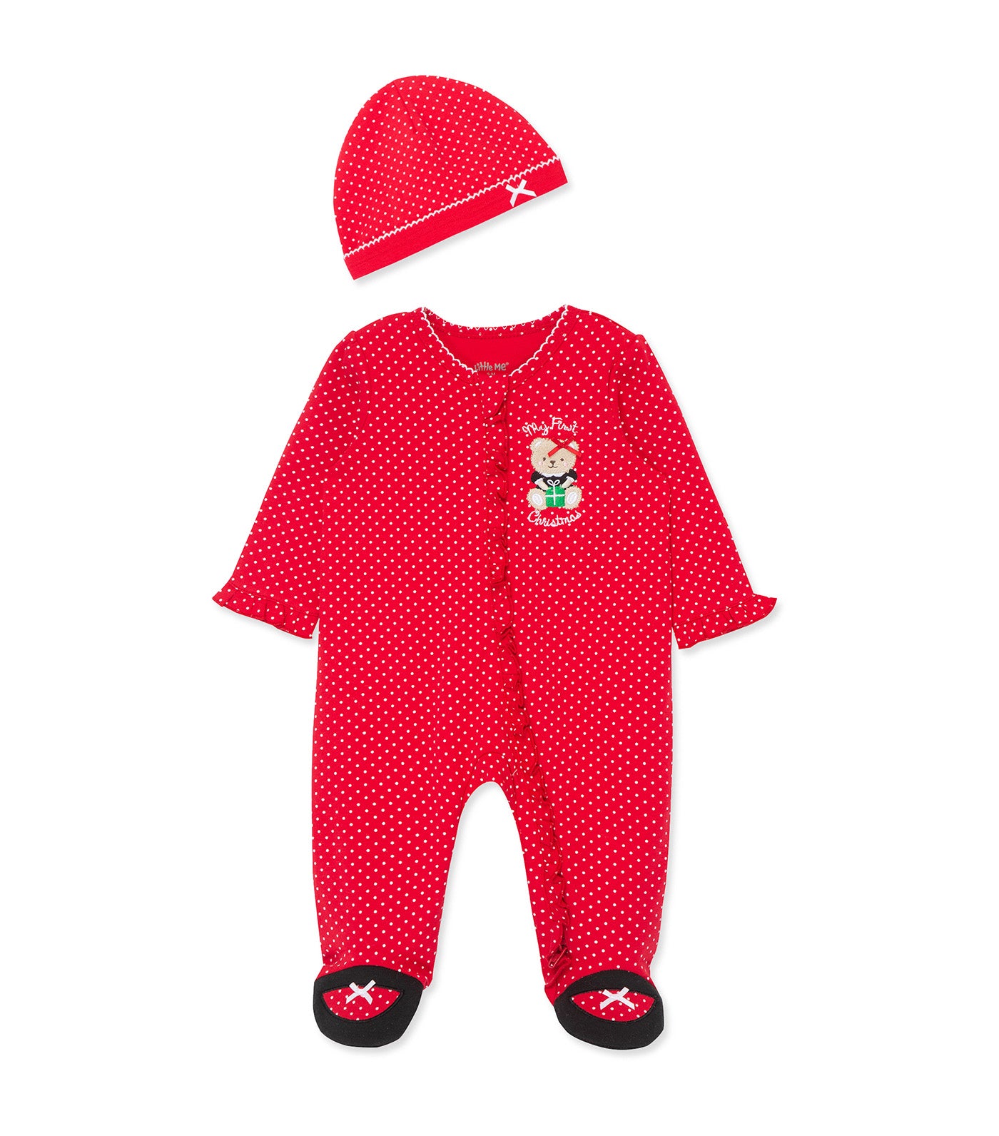 Cute Bear Footie-Hat Red