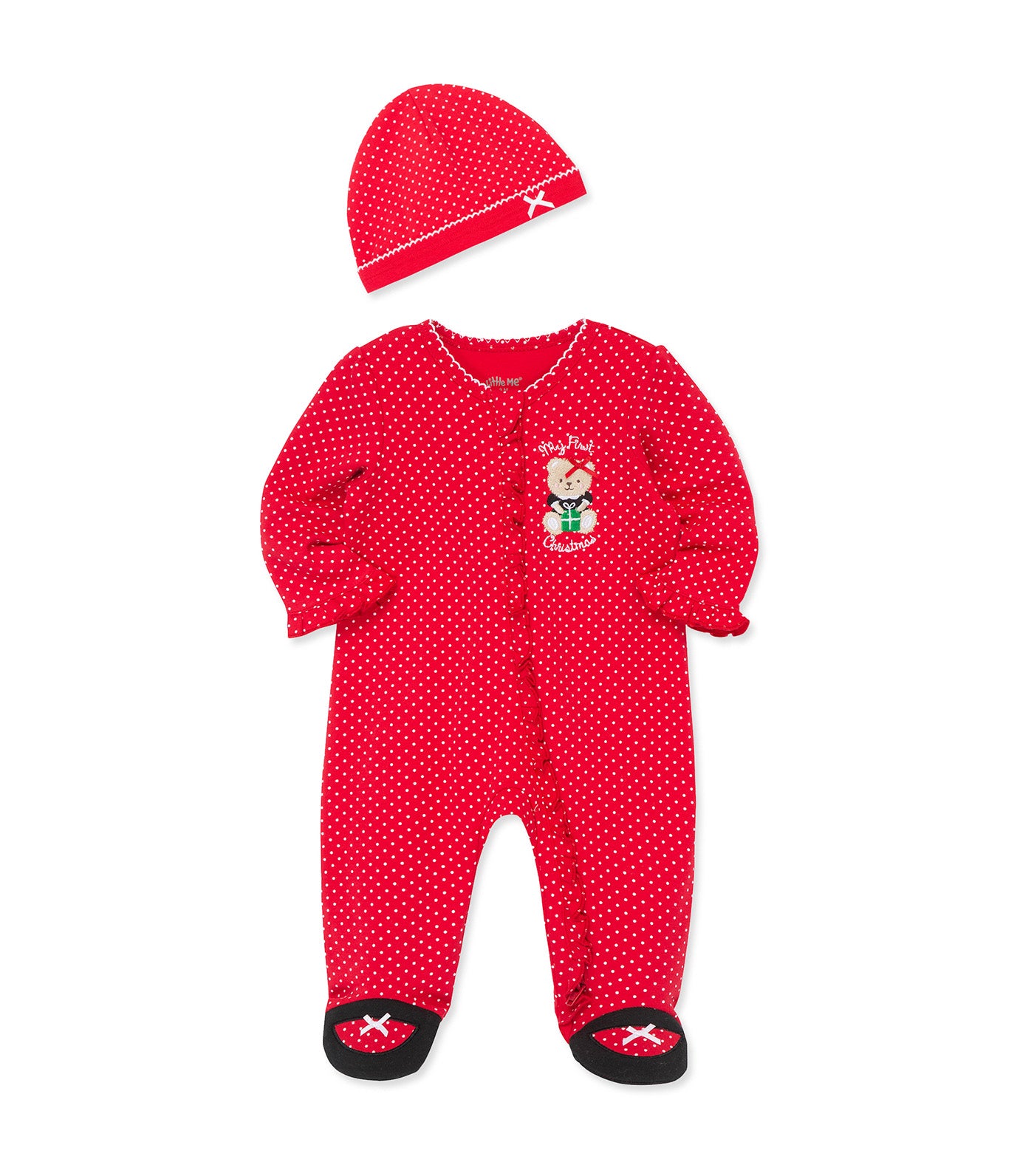 Cute Bear Footie-Hat Red