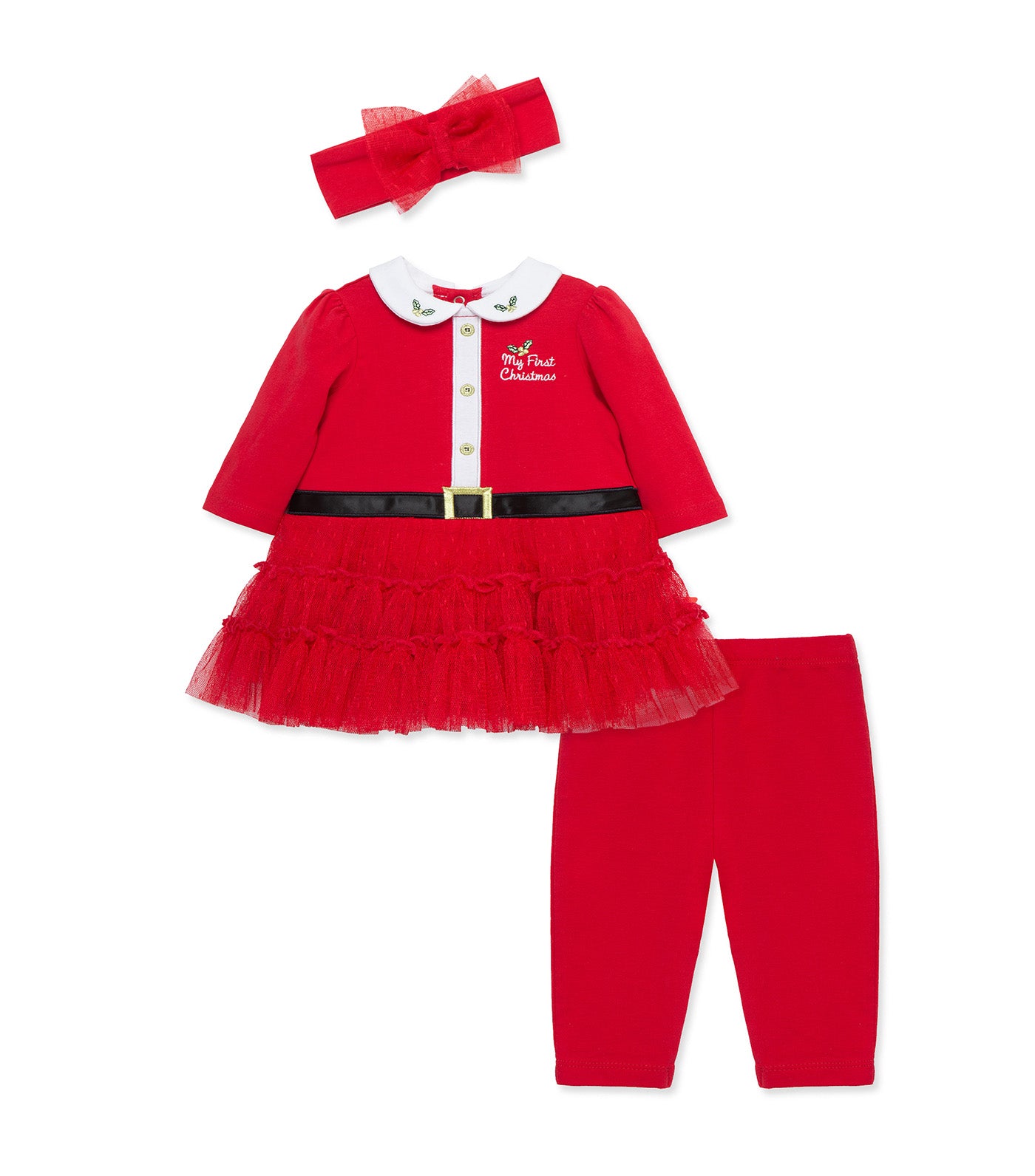 Santa Tutu Dress, Leggings & Headband Set