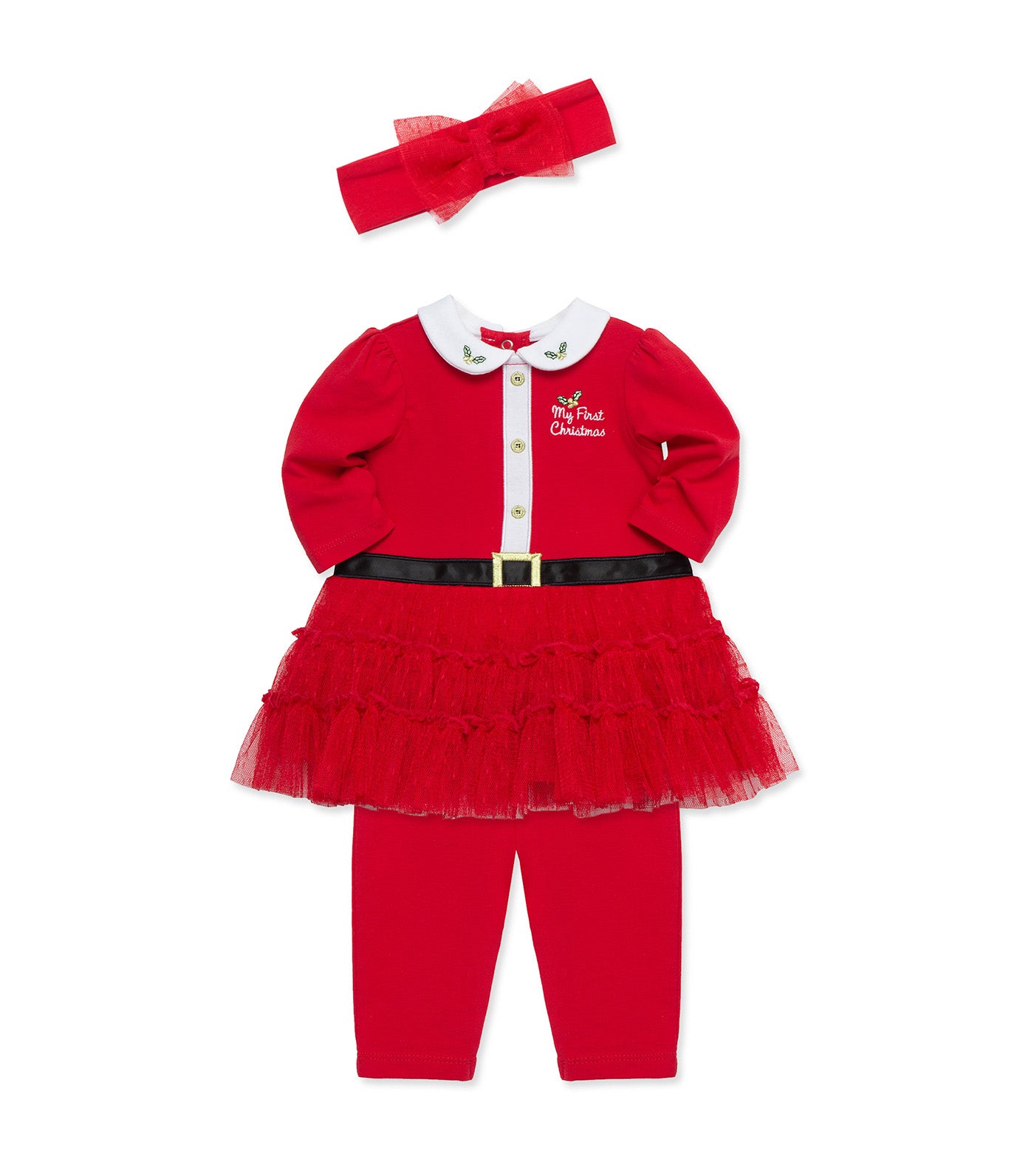 Santa Tutu Dress, Leggings & Headband Set