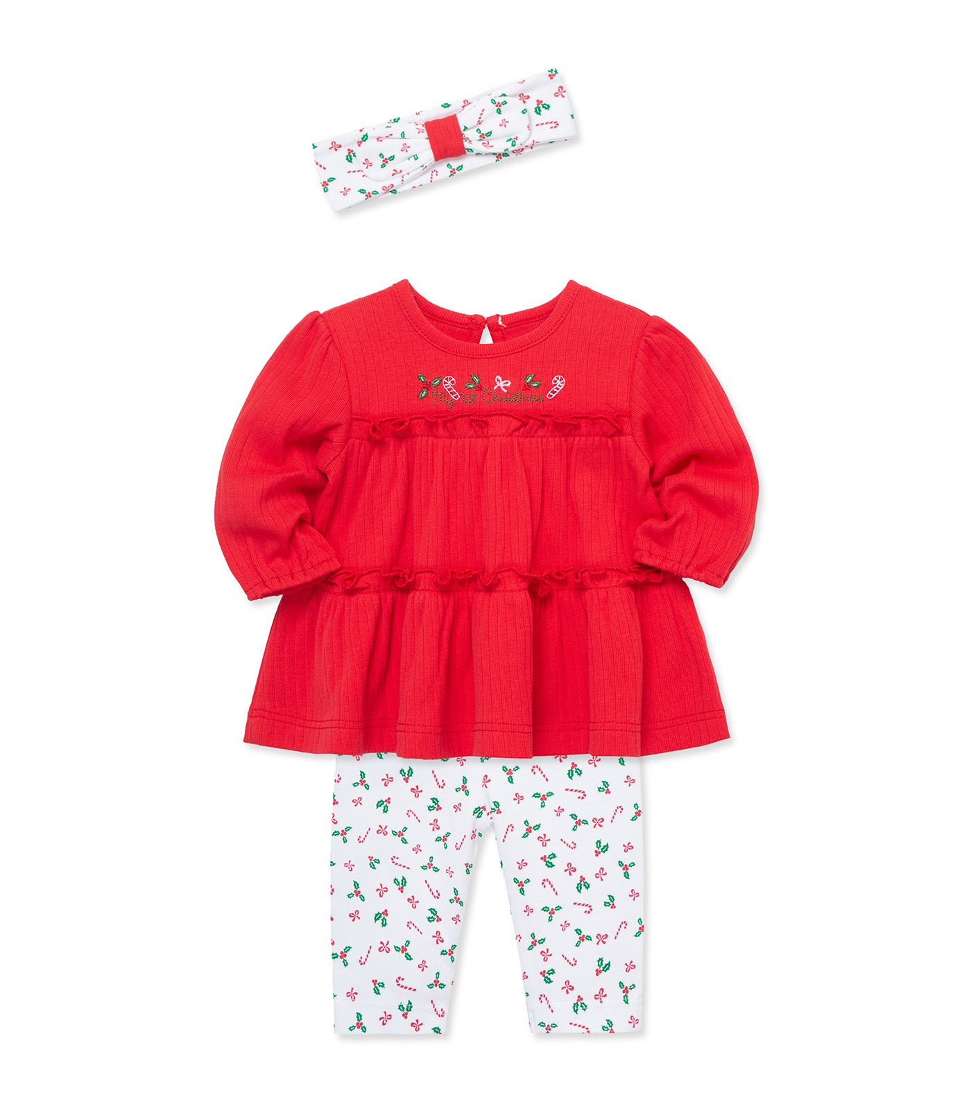 Candy Cane Tunic Set-Headband Multi