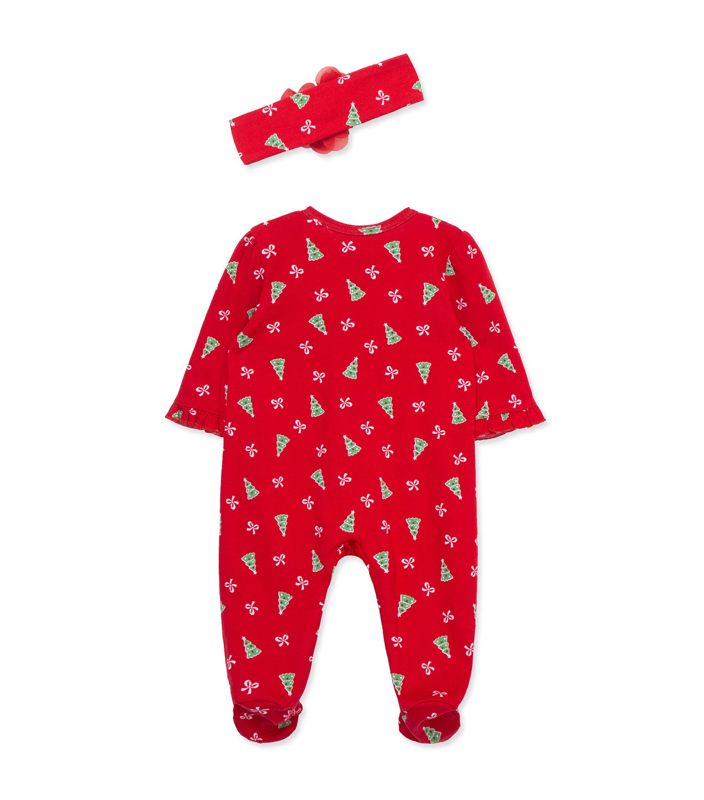 Pretty Trees Footie & Headband Red