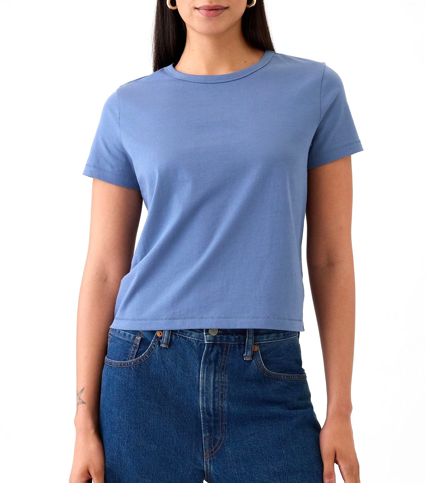 Organic Cotton Vintage Shrunken T-Shirt Bainbridge Blue