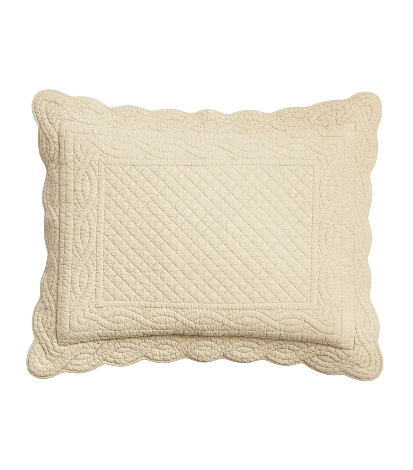 Heirloom Scallop Quilted Sham Oatmeal