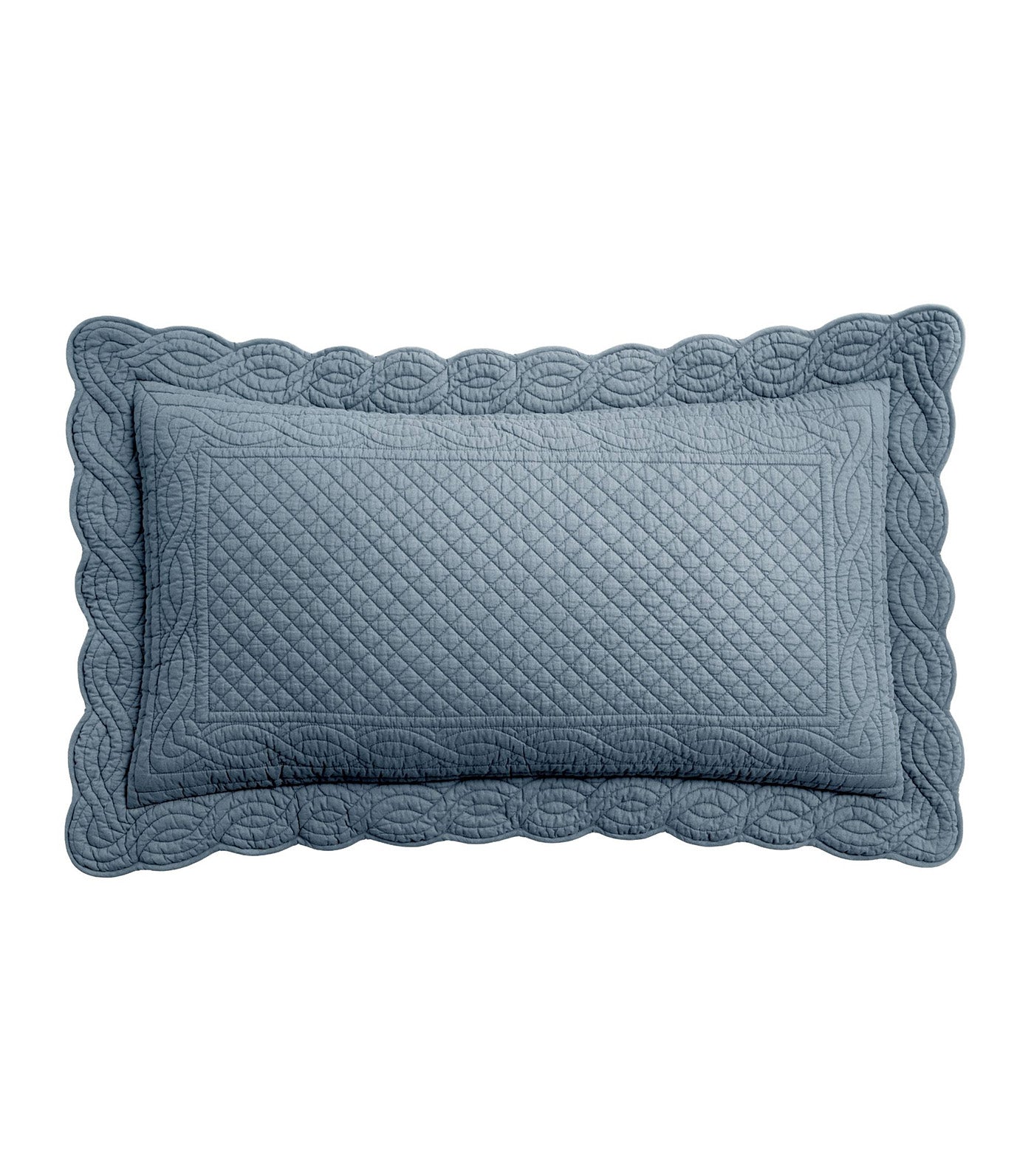 Heirloom Scallop Quilted Sham Steel Blue