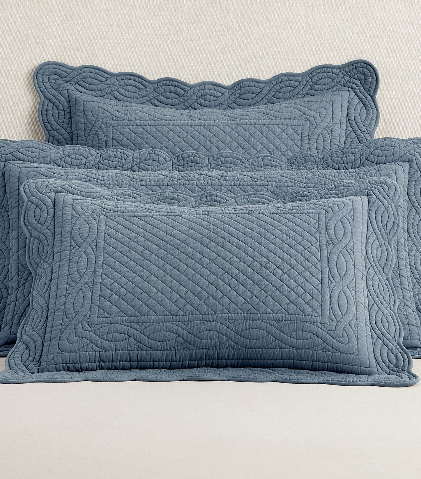 Heirloom Scallop Quilted Sham Steel Blue