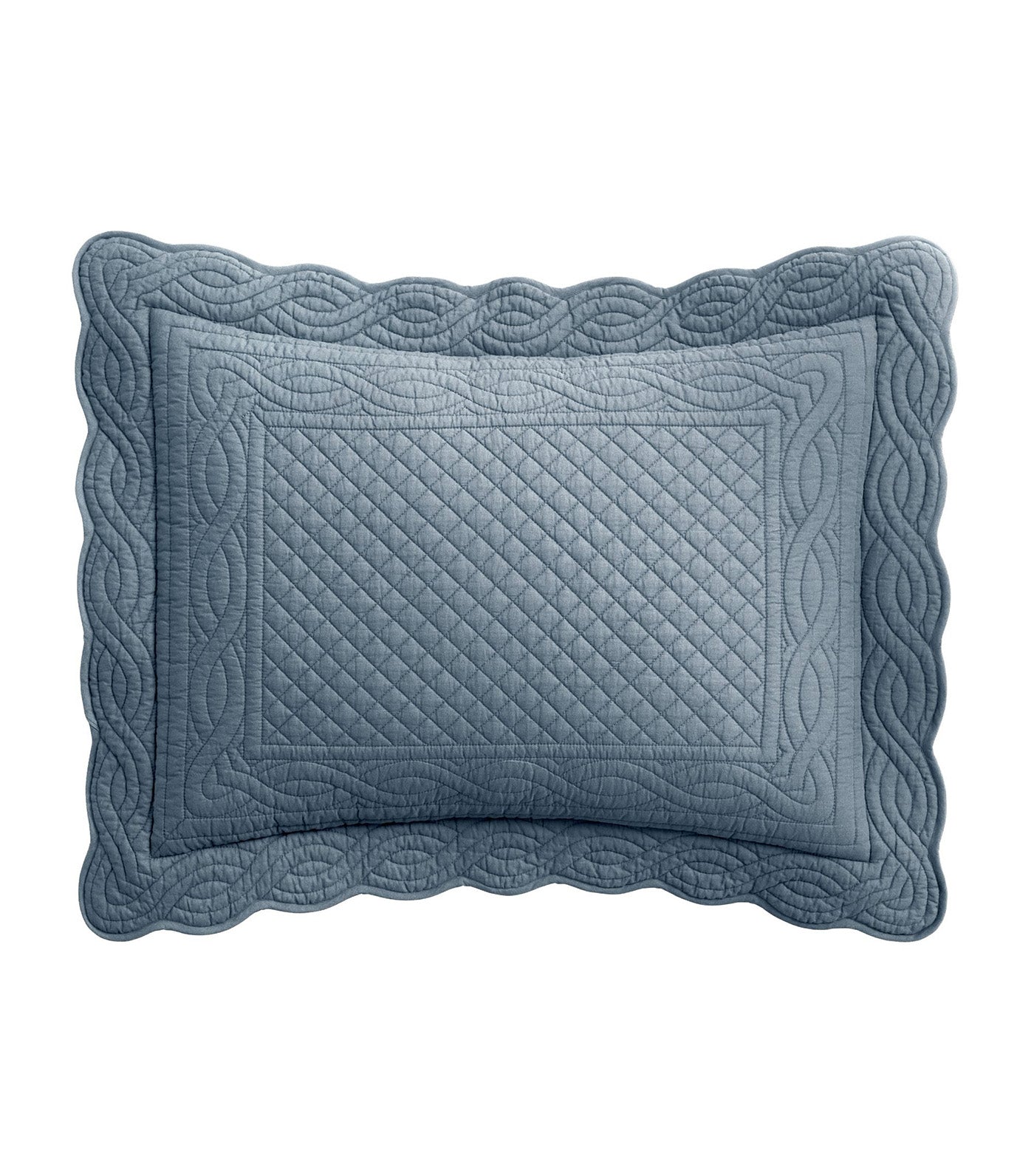 Heirloom Scallop Quilted Sham Steel Blue