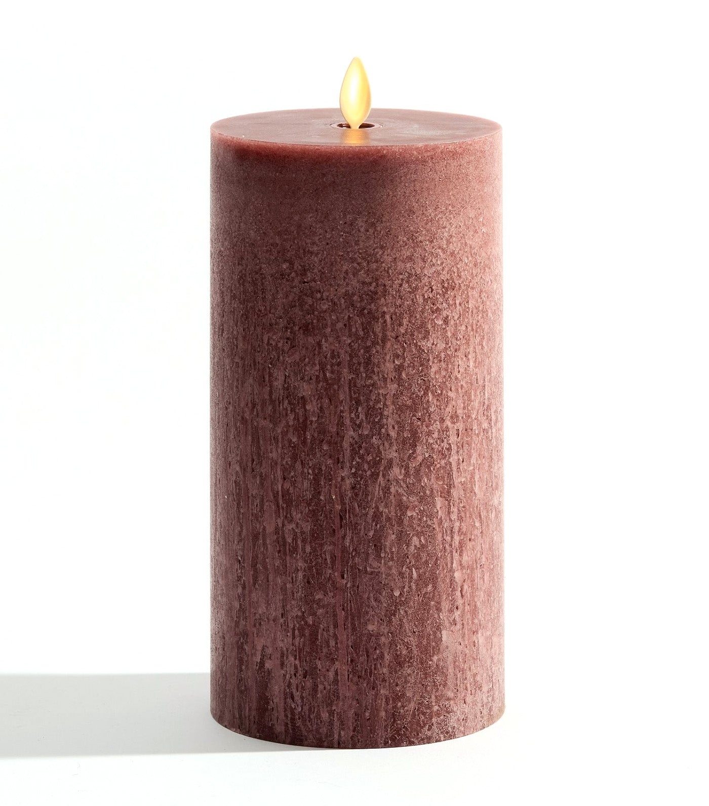 Premium Flickering Flameless Wax Pillar Candle - Salt Washed Bordeaux