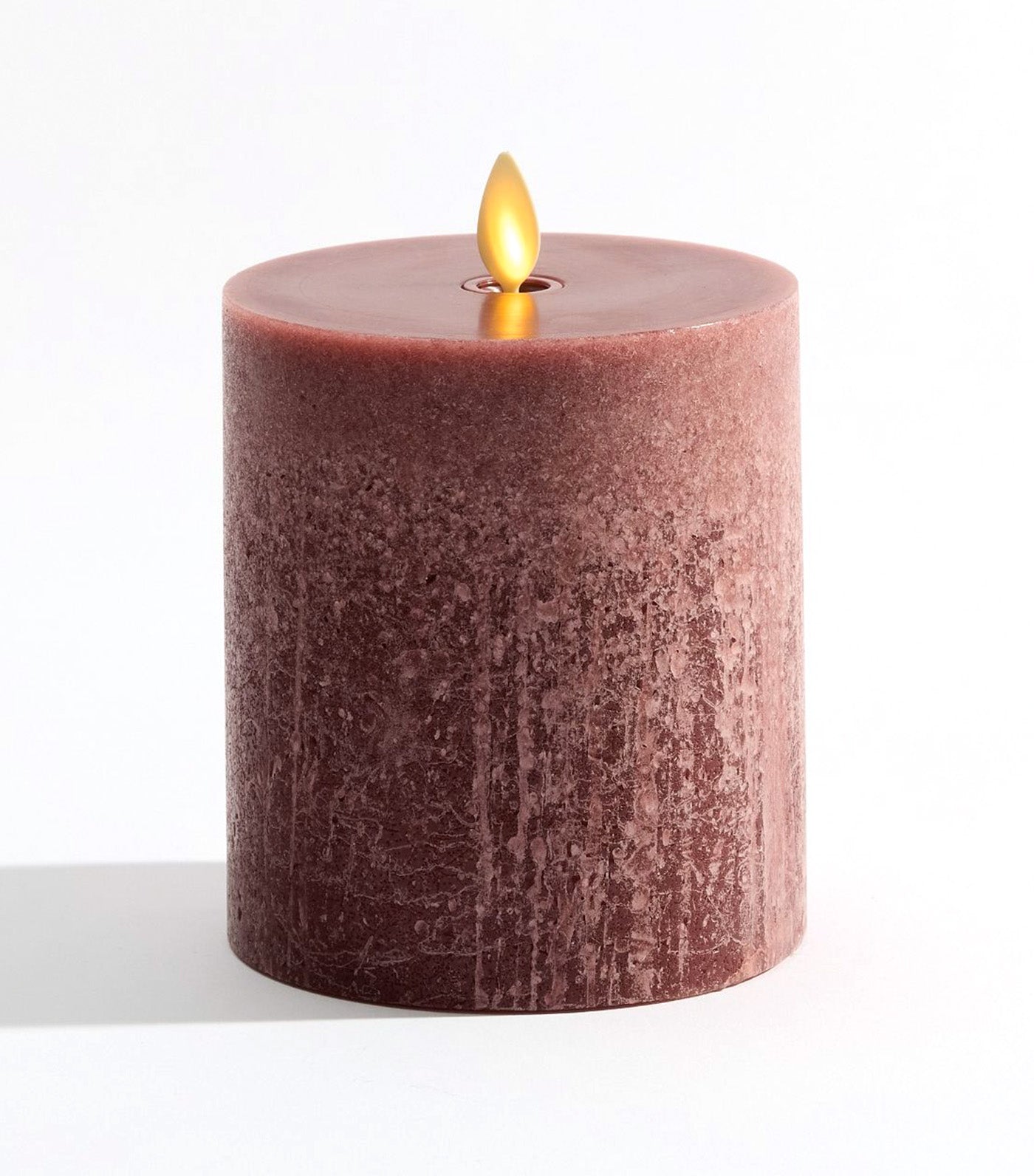 Premium Flickering Flameless Wax Pillar Candle - Salt Washed Bordeaux