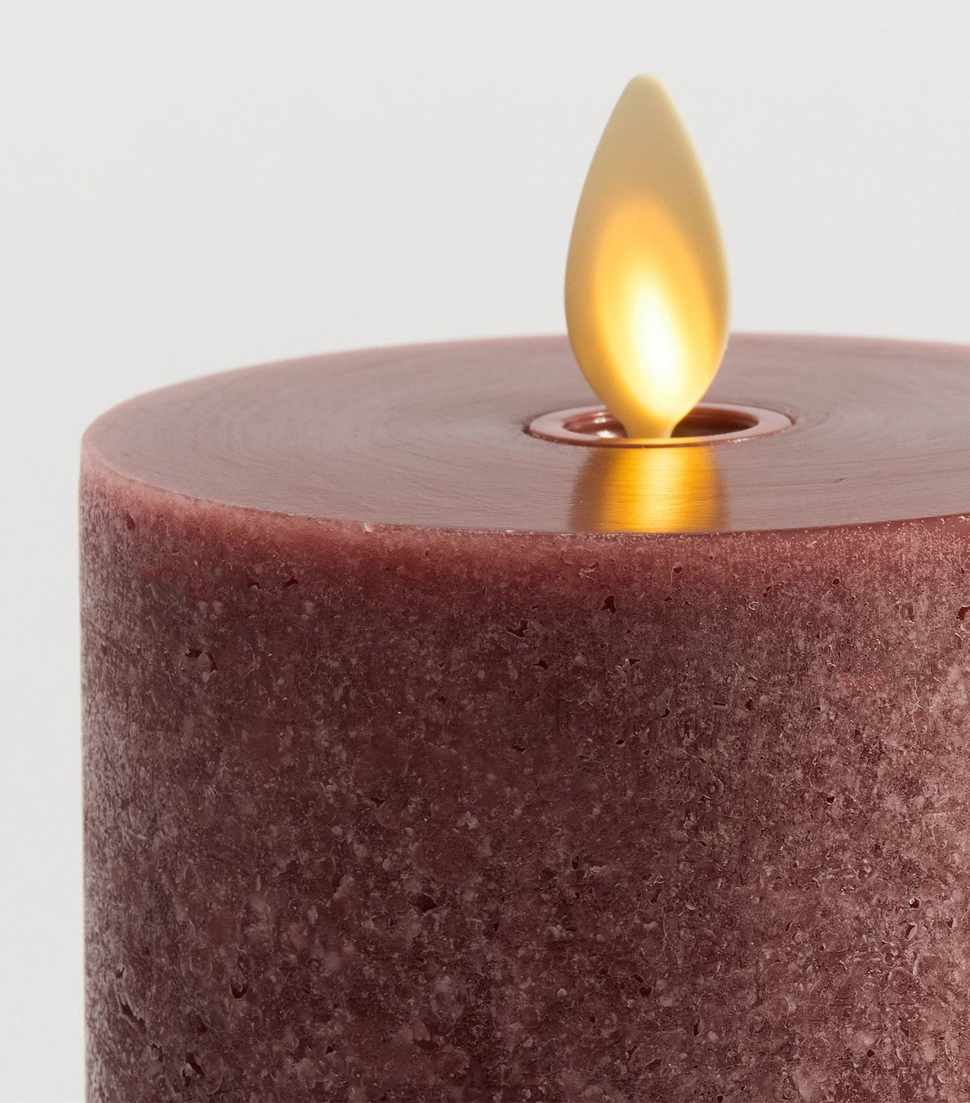 Premium Flickering Flameless Wax Pillar Candle - Salt Washed Bordeaux