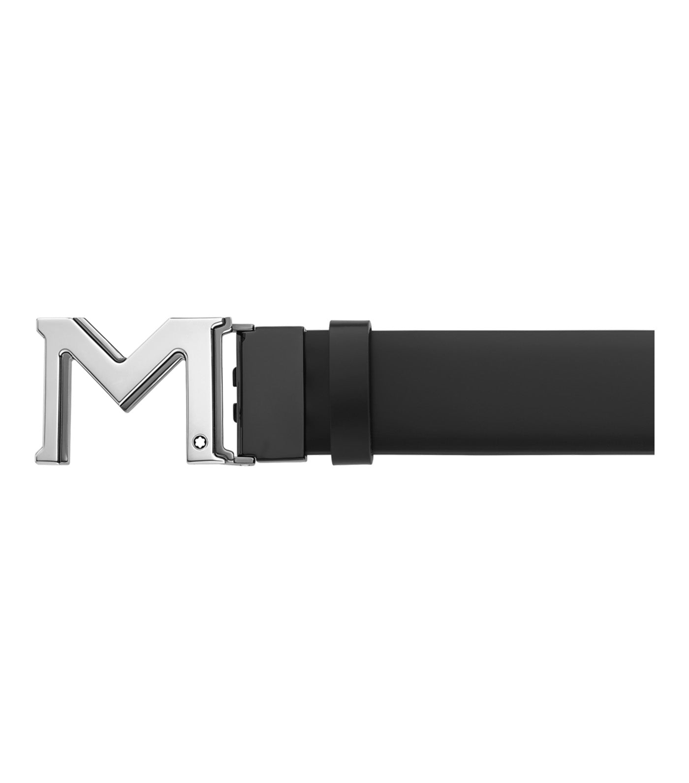 M Buckle Reversible Leather Belt Black/Gray